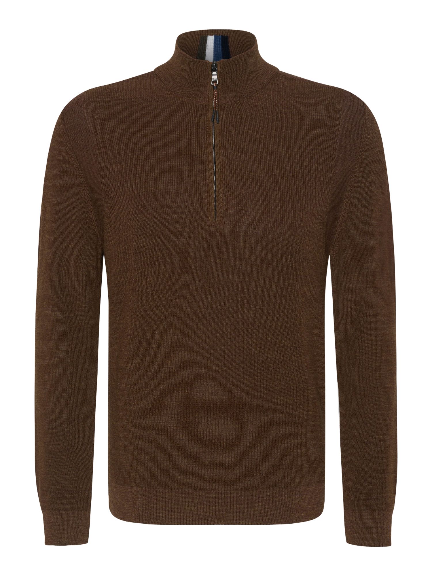 Brax Strickpullover braun,Casual,Baumwolle,Meliert,Troyer-Kragen,Lang