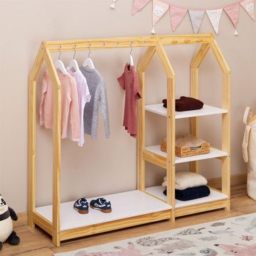 IDIMEX Kinderkleiderschrank Kinder Kleiderständer Kindergarderobe kinderkleiderschrank natur weiß