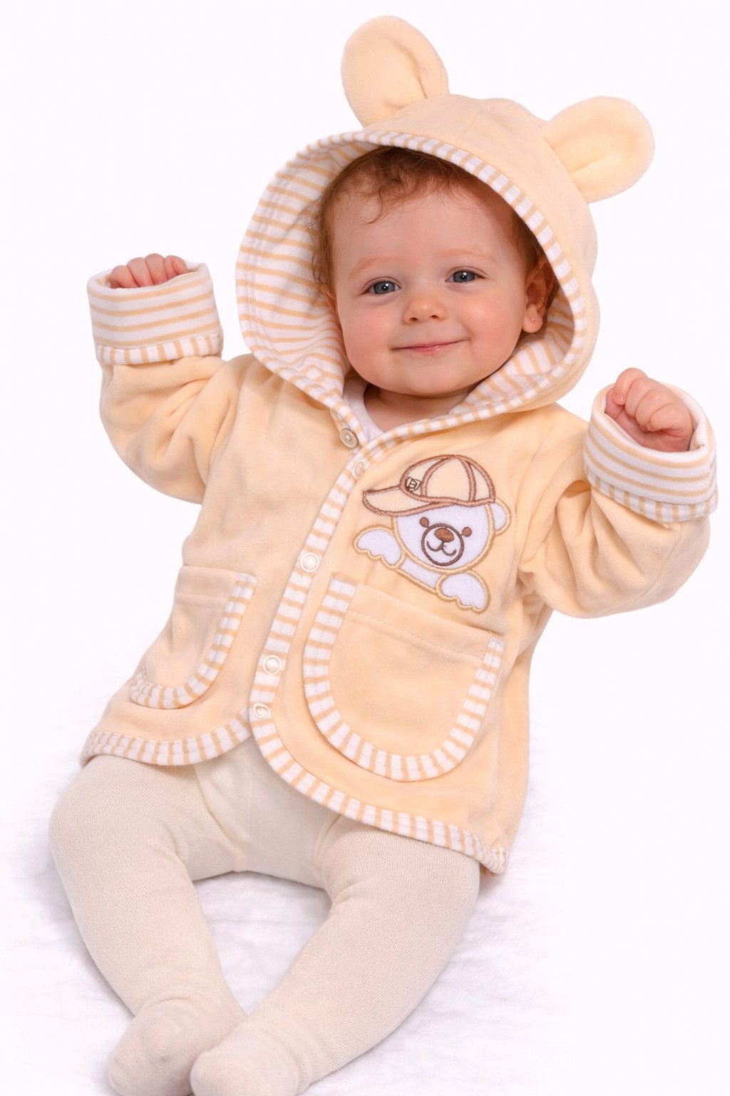 Sweatjacke Babyjacke Jacke für Baby und Kinder Kapuzenjacke in Creme