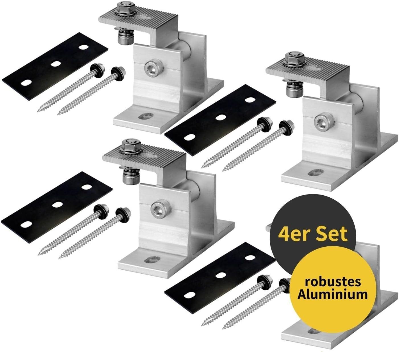 avoltik Solarmodul-Halterung Alu Halterung PV Aufständerung Halter Befestigung Solar, (Alu Halterung PV Aufständerung Halter Befestigung Solar, 4-tlg., Alu Halterung PV Aufständerung Halter Befestigung Solar, robust, wetterfest, stabil, Farbe silber, 1er