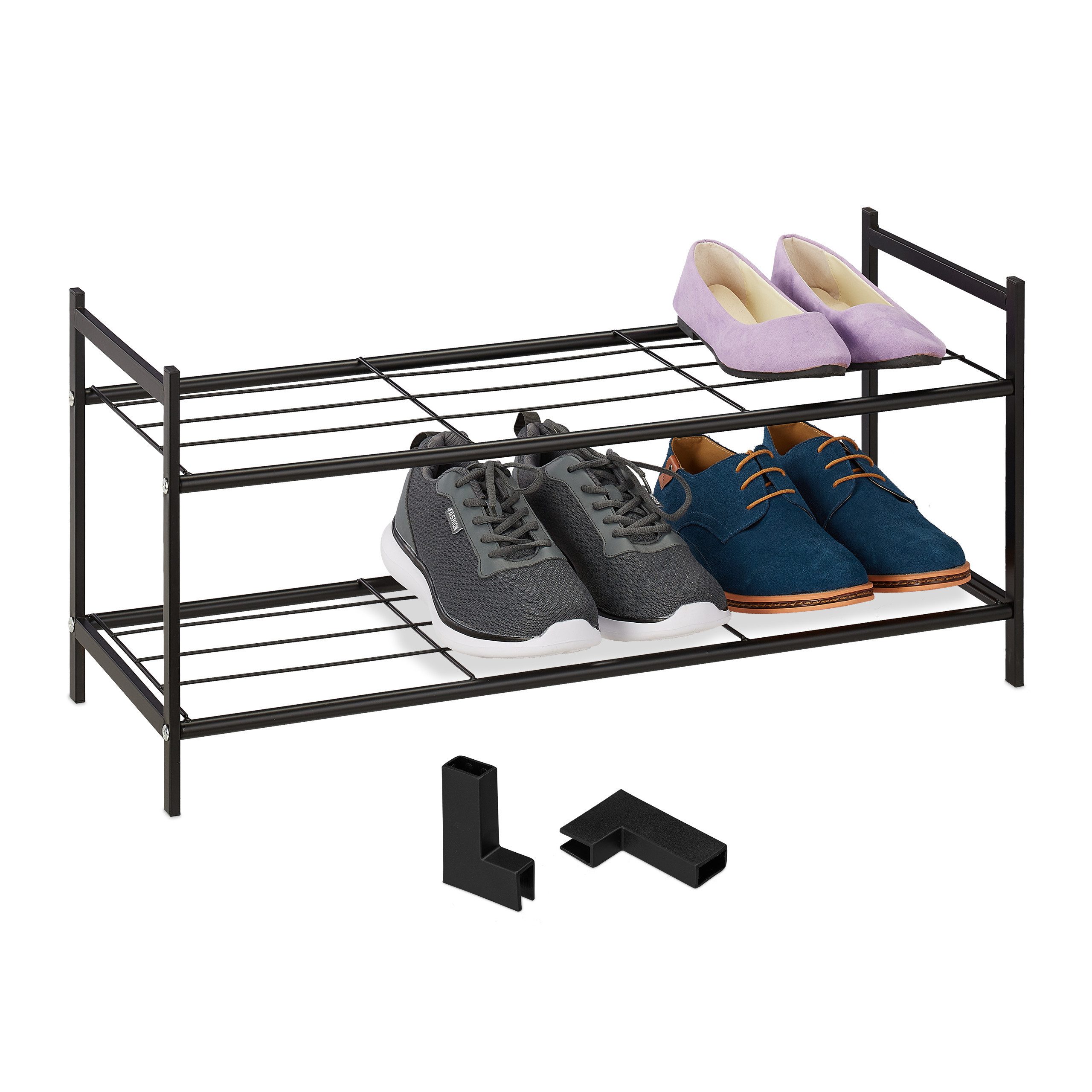 relaxdays Schuhregal Metall Schuhregal stapelbar, Schwarz günstig online kaufen