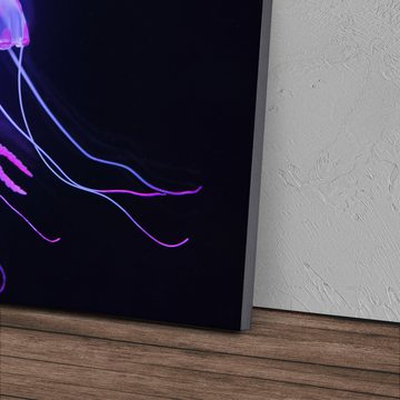 Sinus Art Leinwandbild 120x80cm Wandbild auf Leinwand Qualle unter Wasser Violett Schwarz Unt, (1 St)
