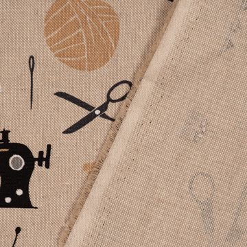 SCHÖNER LEBEN. Stoff Dekostoff Leinenlook Sewing Atelier Nähzubehör natur schwarz 1,40m