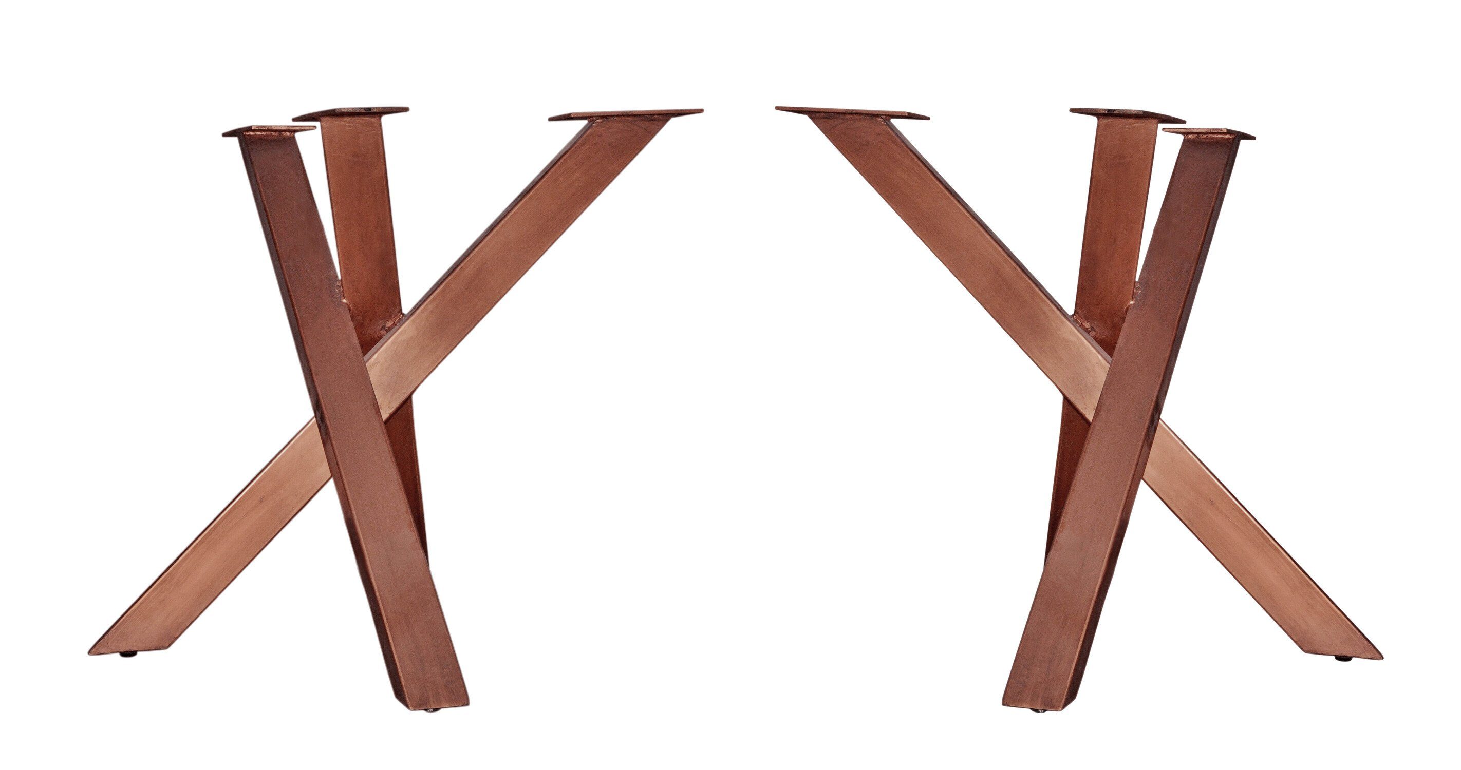 TPFLiving Tischgestell Vincentus - stylischer Tischplattenträger aus Stahl in antikbraun (für Platten von 160 bis 240 cm - antikbraun, Tischplattenträger, Tischuntergestell, Untergestell, Tischbeine), Produktlinie: ROMA - Breite: 90 cm, Höhe: 72 cm, Tiefe: 60 cm antikbraun | antikbraun