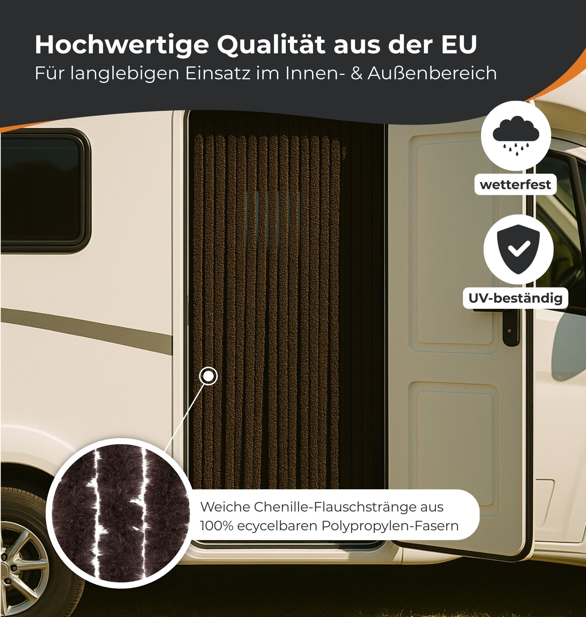 Bestlivings Insektenschutz-Vorhang Chenille viele Größen/Farben, geräuschlos, luftdurchlässig, wetterfest, langlebig, Made in EU – Bild 5 von 5