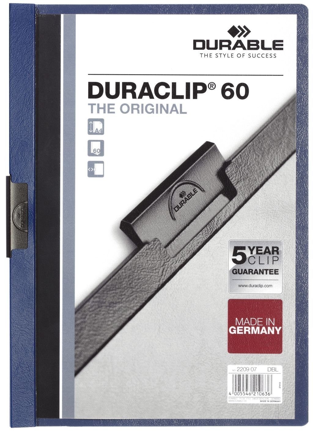 DURABLE Handgelenkstütze DURABLE Klemm-Mappe Duraclip Original 60 A4 dklblau