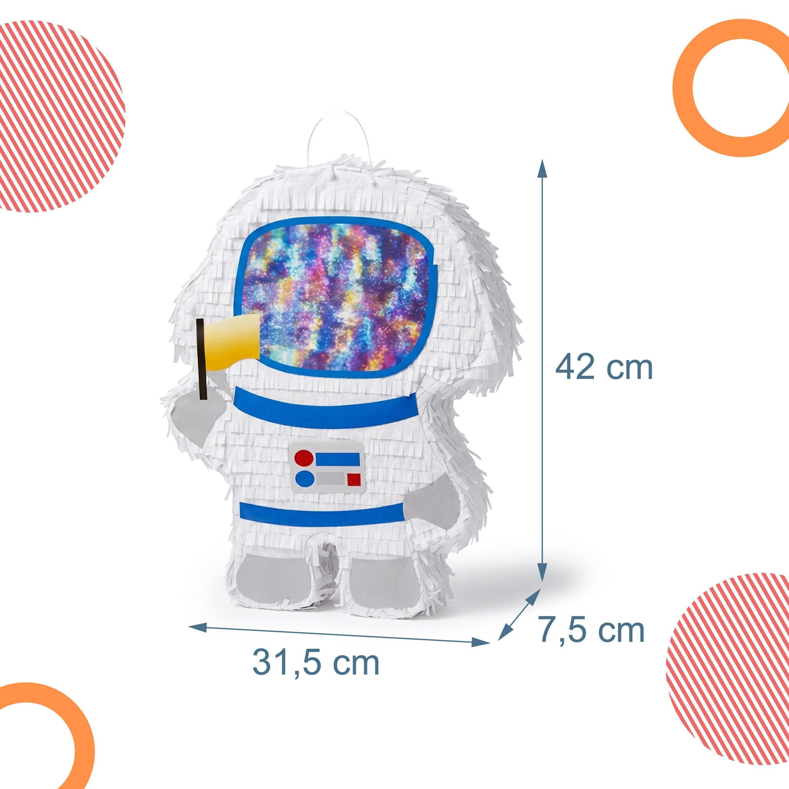 relaxdays Pinata Set Astronaut mit Stab und Maske, Astronaut – Bild 4 von 5