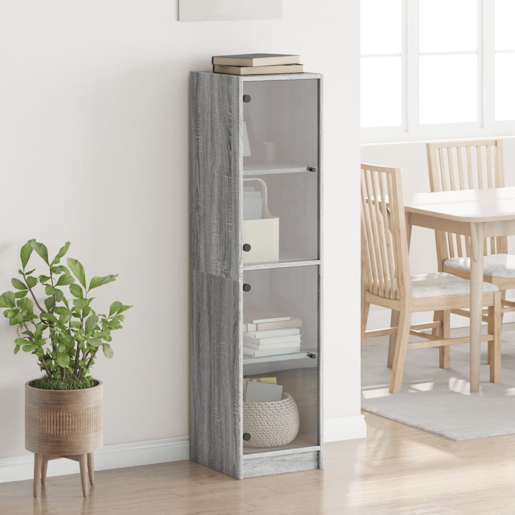 vidaXL Highboard Highboard mit Glastüren Grau günstig online kaufen