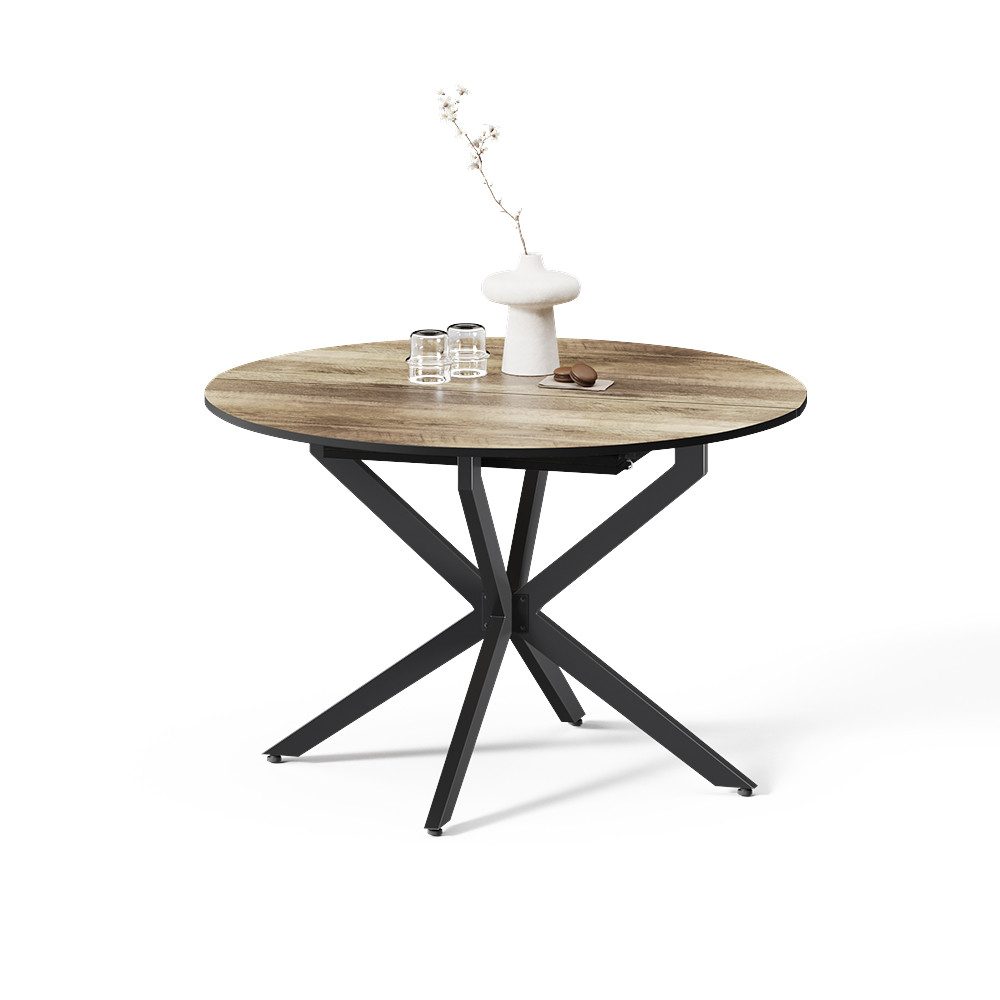 Livinity® Esstisch Firenze, Schwarz/Eiche rustikal, 120 x 120 cm ausziehbar (1-St)