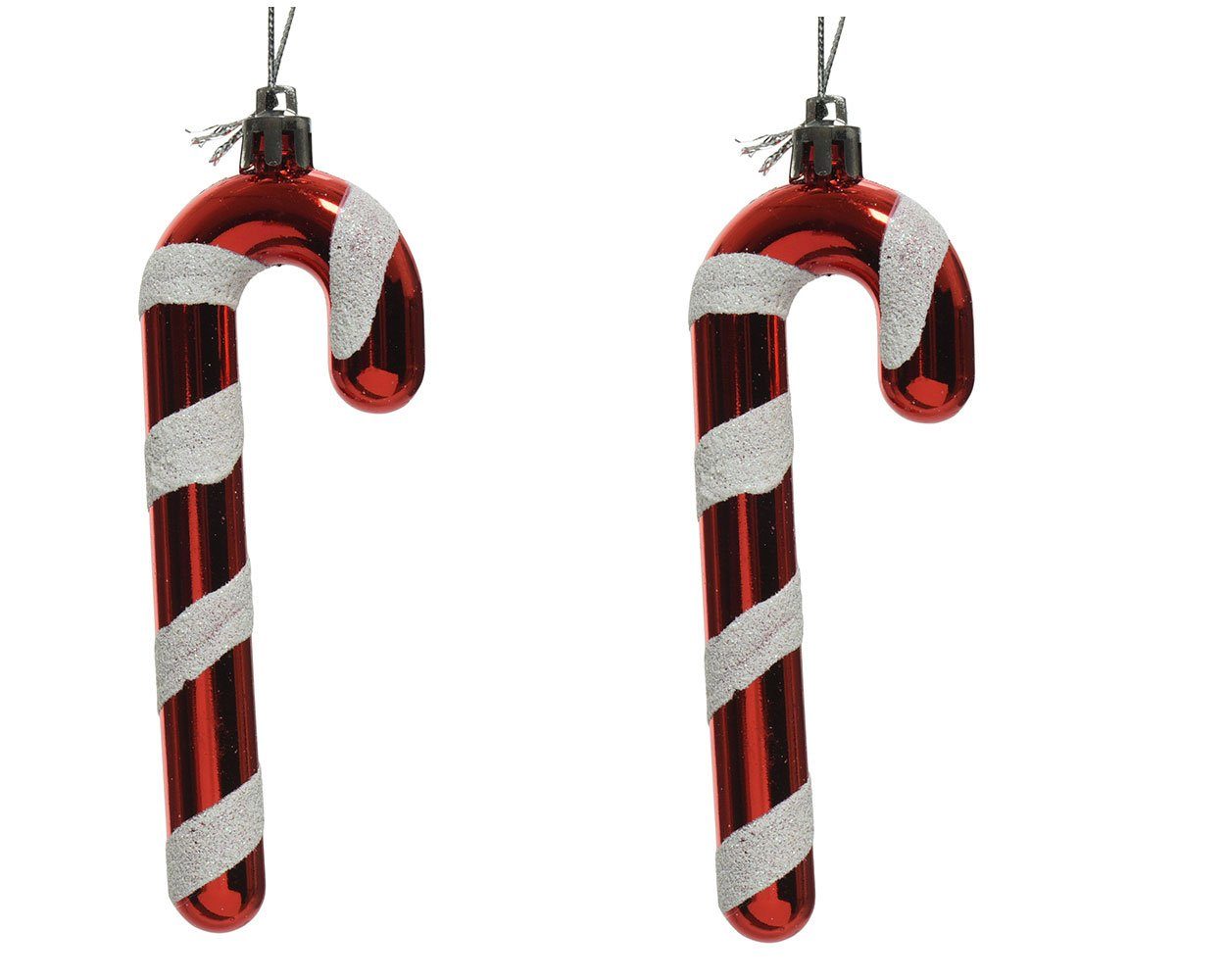Kaemingk Christbaumschmuck, Christbaumschmuck Kunststoff Zuckerstangen 12cm rot / weiß 2er Set