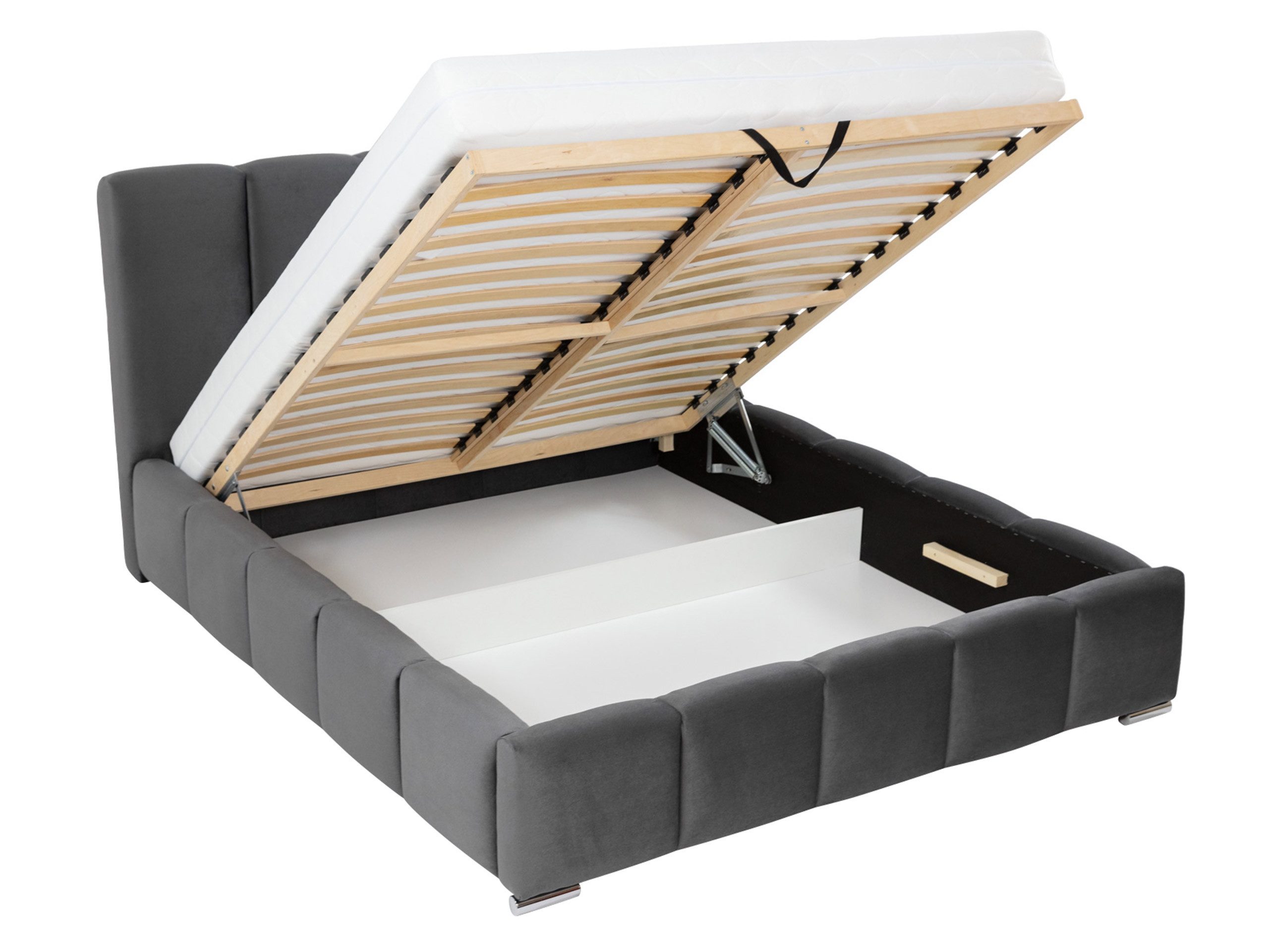 MIRJAN24 Polsterbett Wizko (mit Bettkasten), Leistenlattenrost aus Holz, 140/160/180 cm