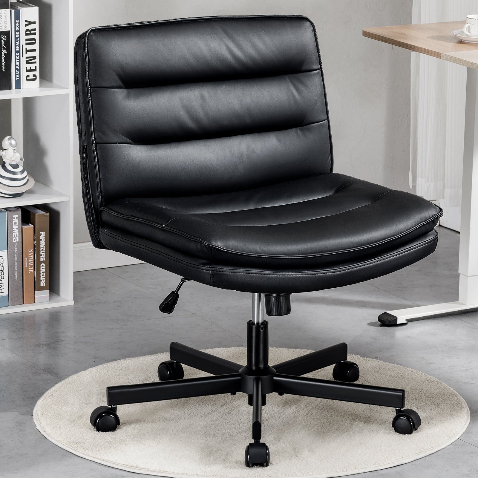 COMHOMA Bürostuhl ohne Armlehnen Schreibtischstuhl Drehstuhl mit Rollen, höhenverstellbar