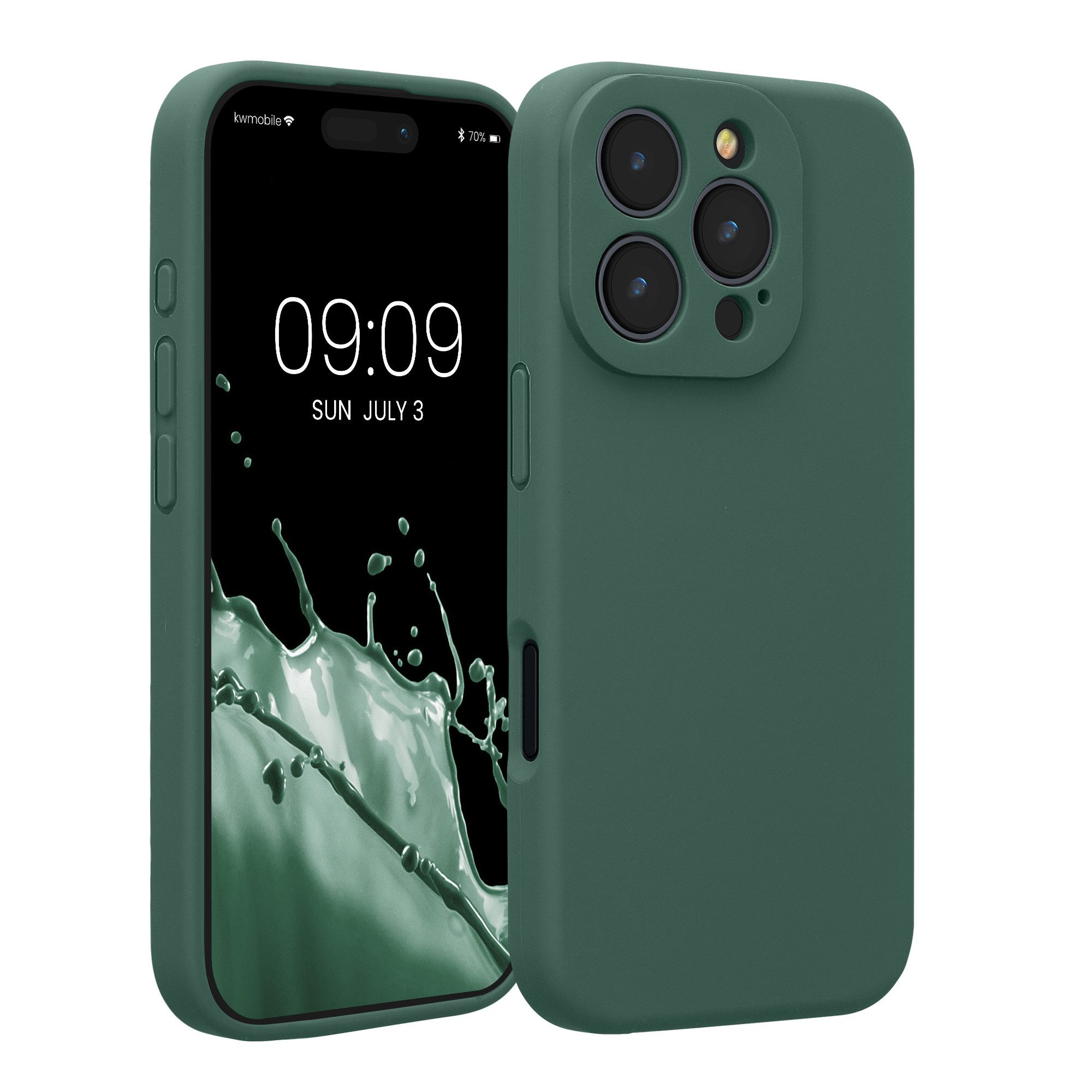 kwmobile Handyhülle Hülle für Apple iPhone 16 Pro, Hülle Silikon gummiert - Handyhülle - Handy Case in Tannengrün