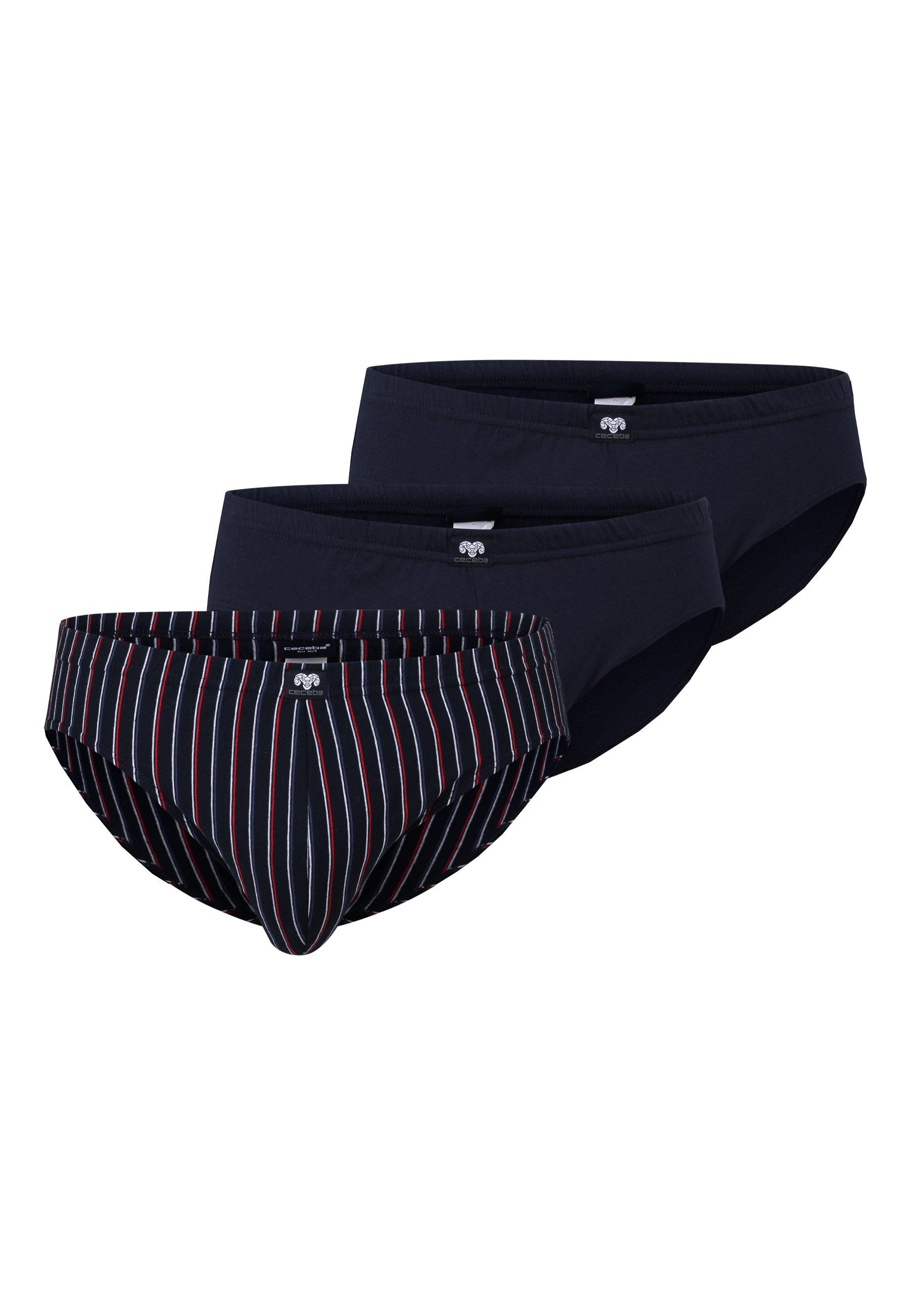 CECEBA Slip CECEBA Herren Slip blau längsgestreift 3er Pack (3-St) navy-red