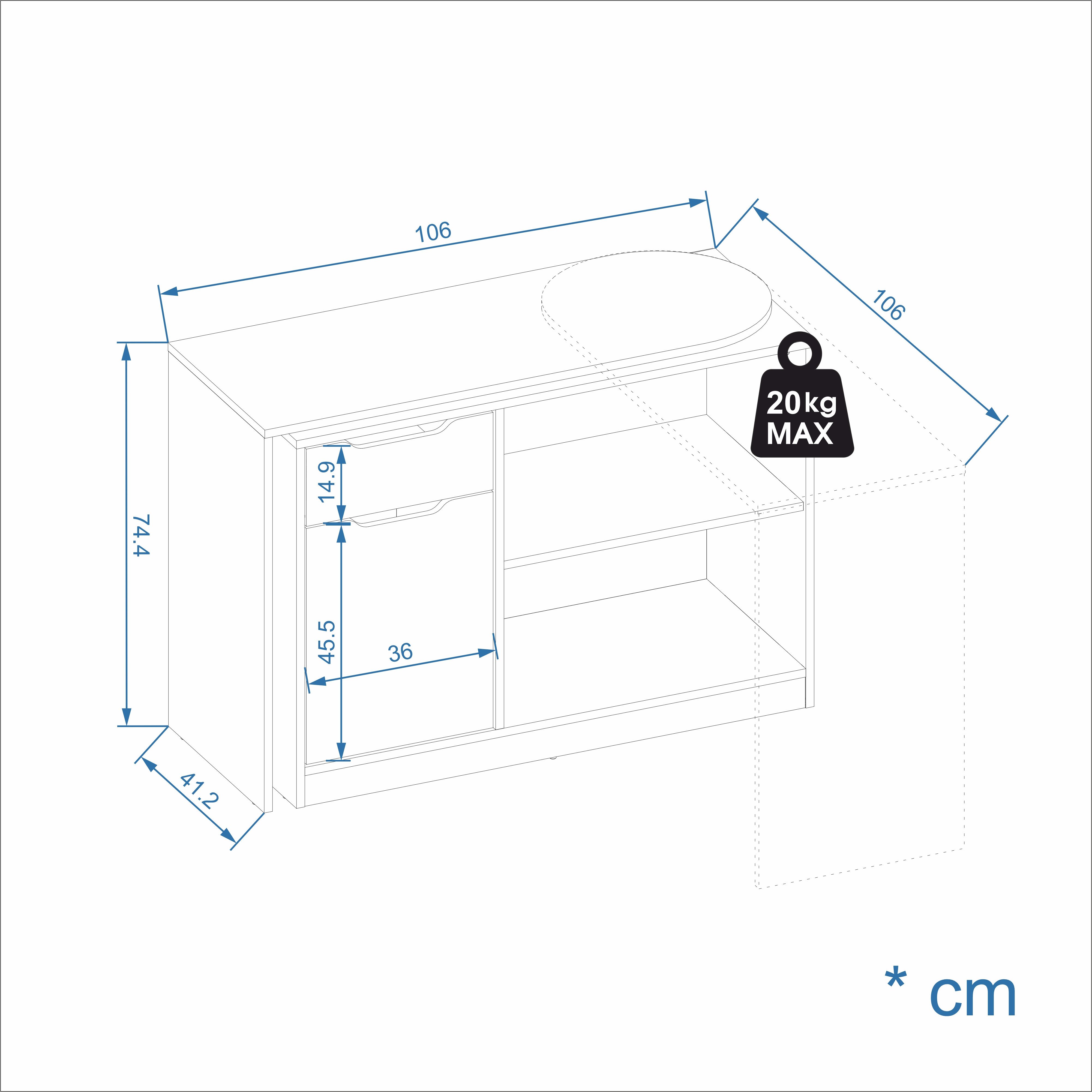 KOMTO Schreibtisch KOMTO Schreibtisch mit Stauraum – PC Tisch, Tisch FOLDY 128x60x75 cm – Bild 3 von 5
