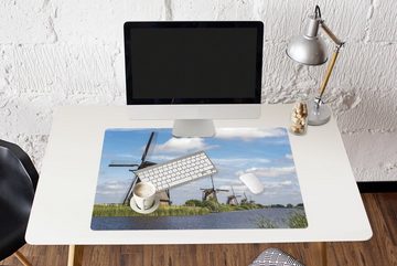 MuchoWow Gaming Mauspad Mühle - Holland - Wasser (1-St), Büro für Tastatur und Maus, Mousepad Gaming, 90x60 cm, XXL, Großes