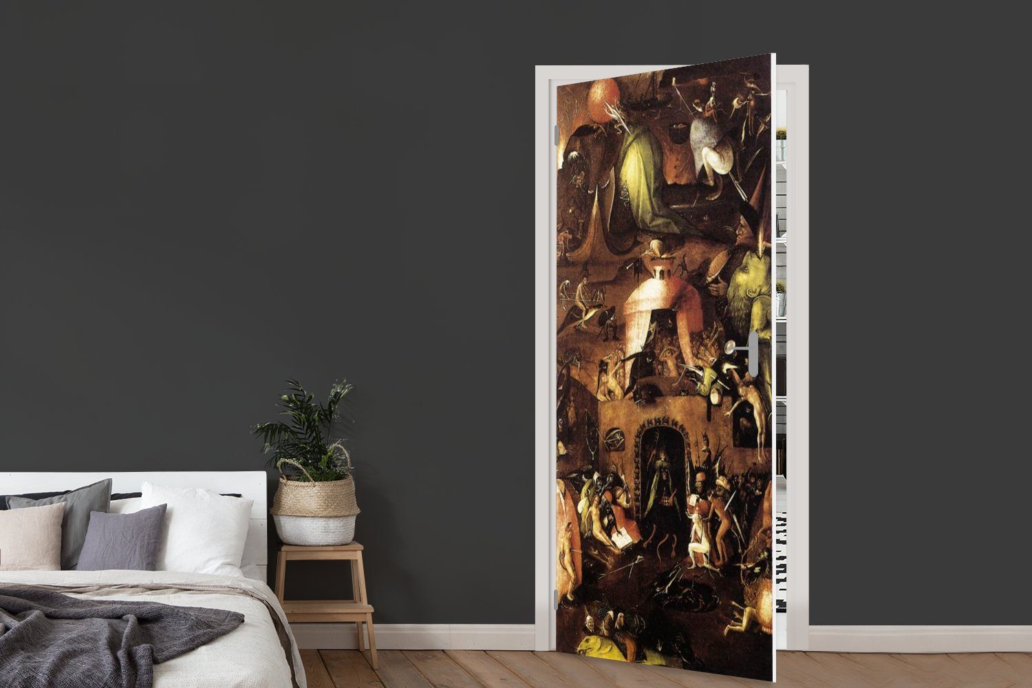 rechter Tür, cm St), (1 Türtapete Fototapete Türaufkleber, Hölle, innerer Triptychons für des -, des 75x205 Gerichts Flügel bedruckt, MuchoWow Matt, Jüngsten
