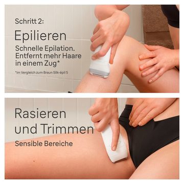 Braun Epilierer Silk-épil SkinSpa 7 7-081, Rasier- & Trimmeraufsatz, Mini-Rasierer, Wet&Dry