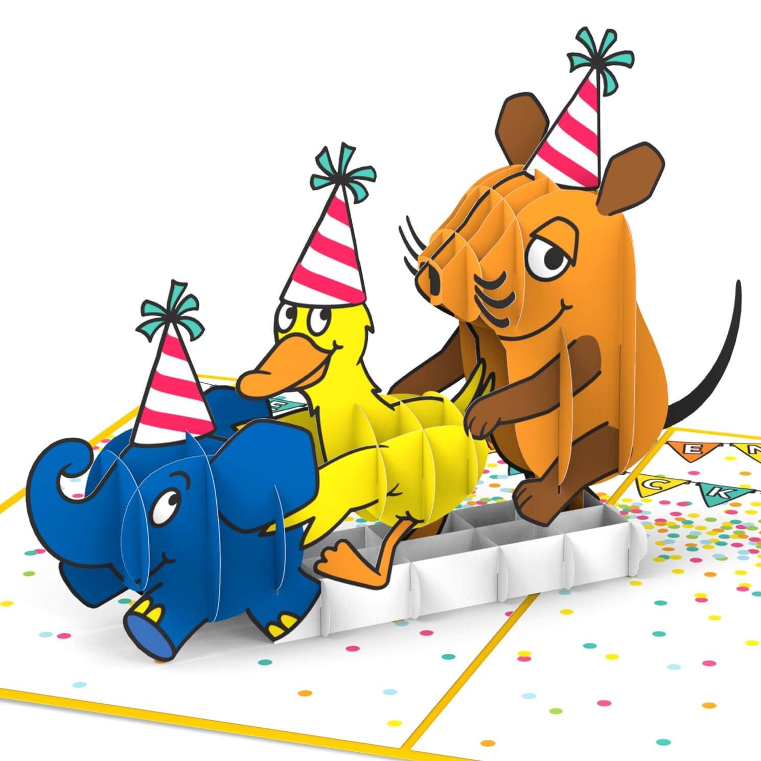 papercrush Geburtstagskarte Die Maus® Geburtstagspolonaise Pop-Up Karte, Offizielles Lizenzprodukt, Handgemacht