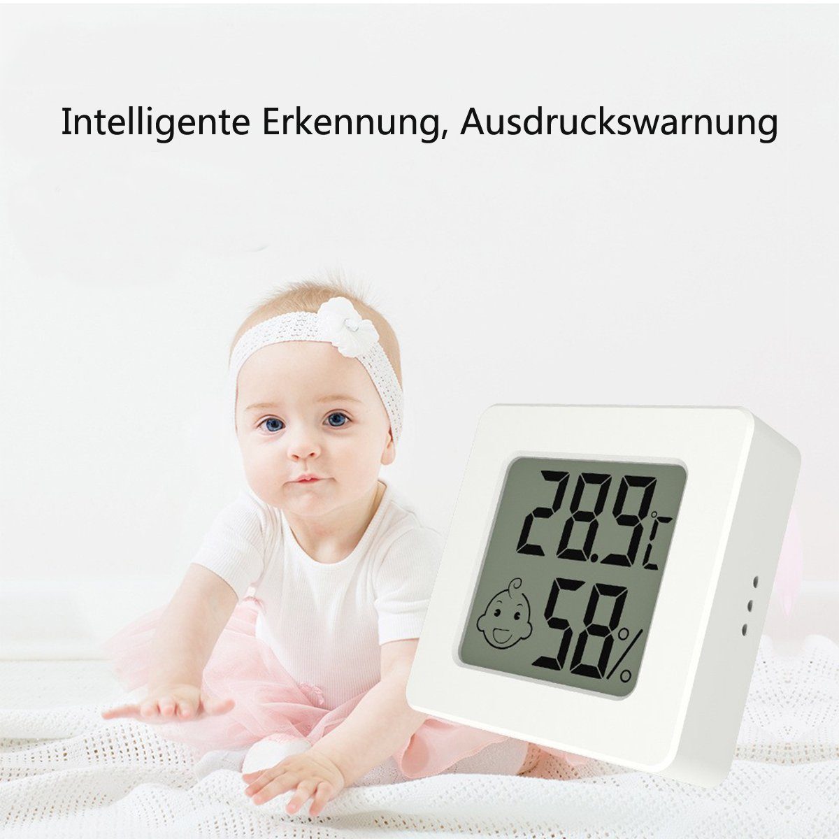 XDeer Raumthermometer Mini Thermometer Hygrometer Digital Raumthermometer, Innenraum Temperatur Monitor für Innen Weiß Babyraum