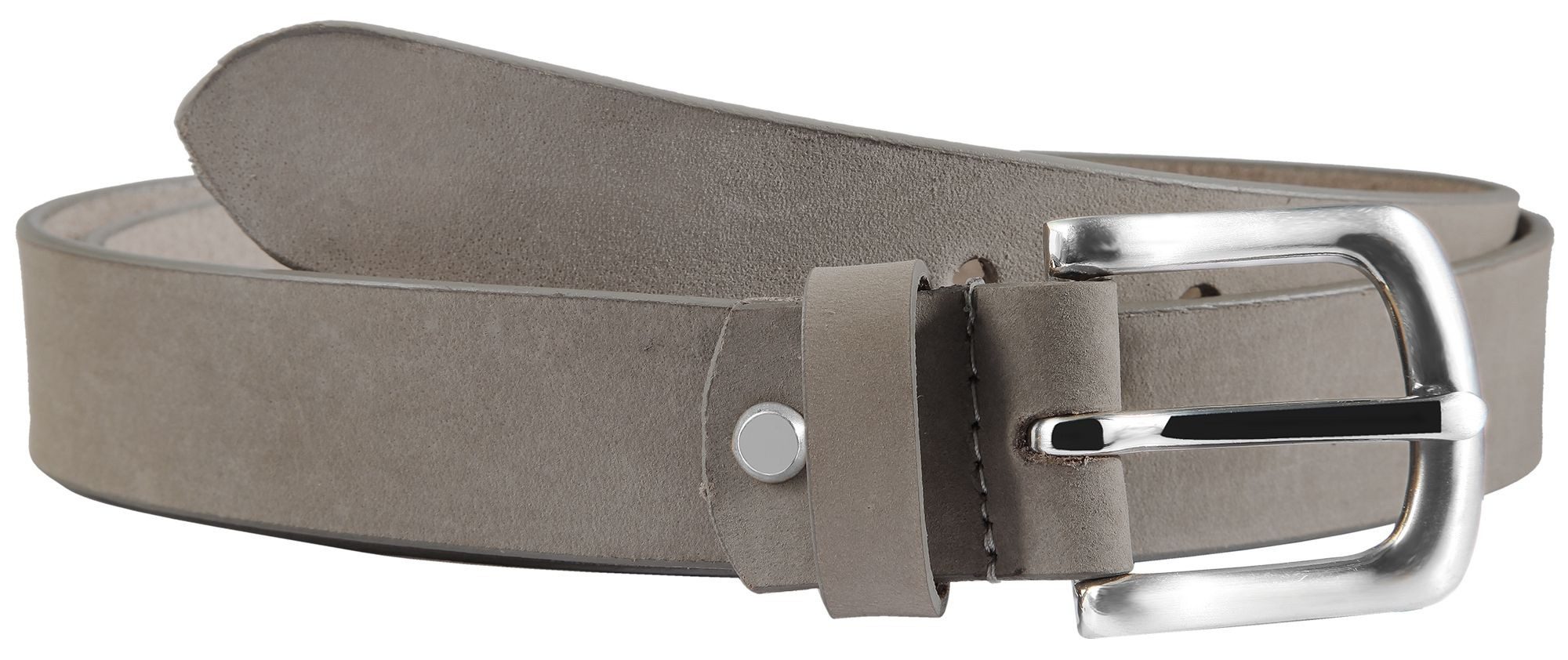 Ledergürtel 75 cm - 135 cm (Bundweite) in Grau aus 100% Echtleder, kürzbar
