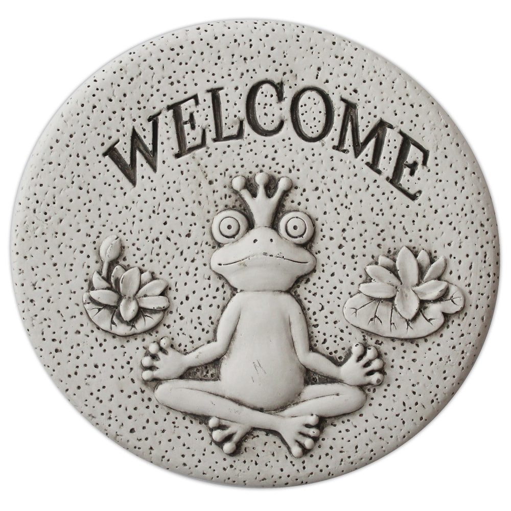 matches21 HOME & HOBBY Trittsteine Welcome Froschkönig Beton Trittstein Dekostein Ø 27 cm, 27x27 cm, Gehweg Gartendeko Wegplatten Beton-Deko Gartensteine