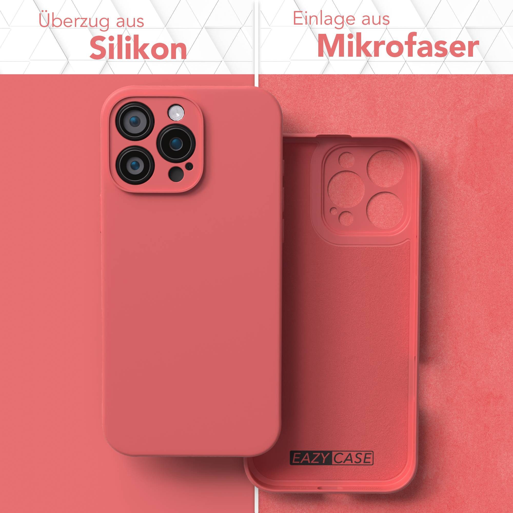 EAZY CASE Handyhülle für Apple iPhone 16 Pro Max Hülle Silikon 6,9 Zoll, Schutzhülle mit Kameraschutz stoßfest Telefonhülle Matt Rot / Hellrot – Bild 3 von 5