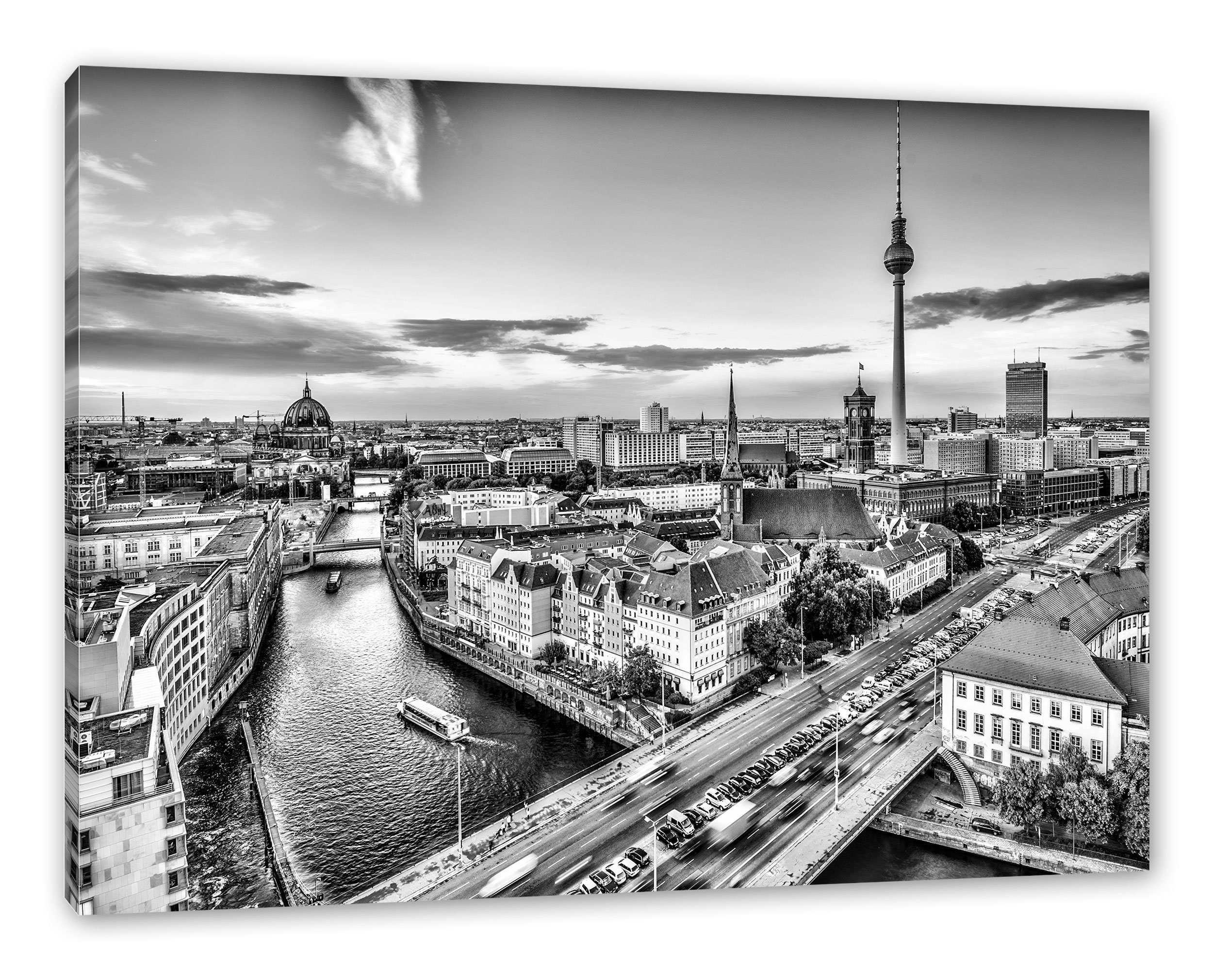 Pixxprint Leinwandbild Skyline von Berlin, Skyline von Berlin (1 St), Leinwandbild fertig bespannt, inkl. Zackenaufhänger