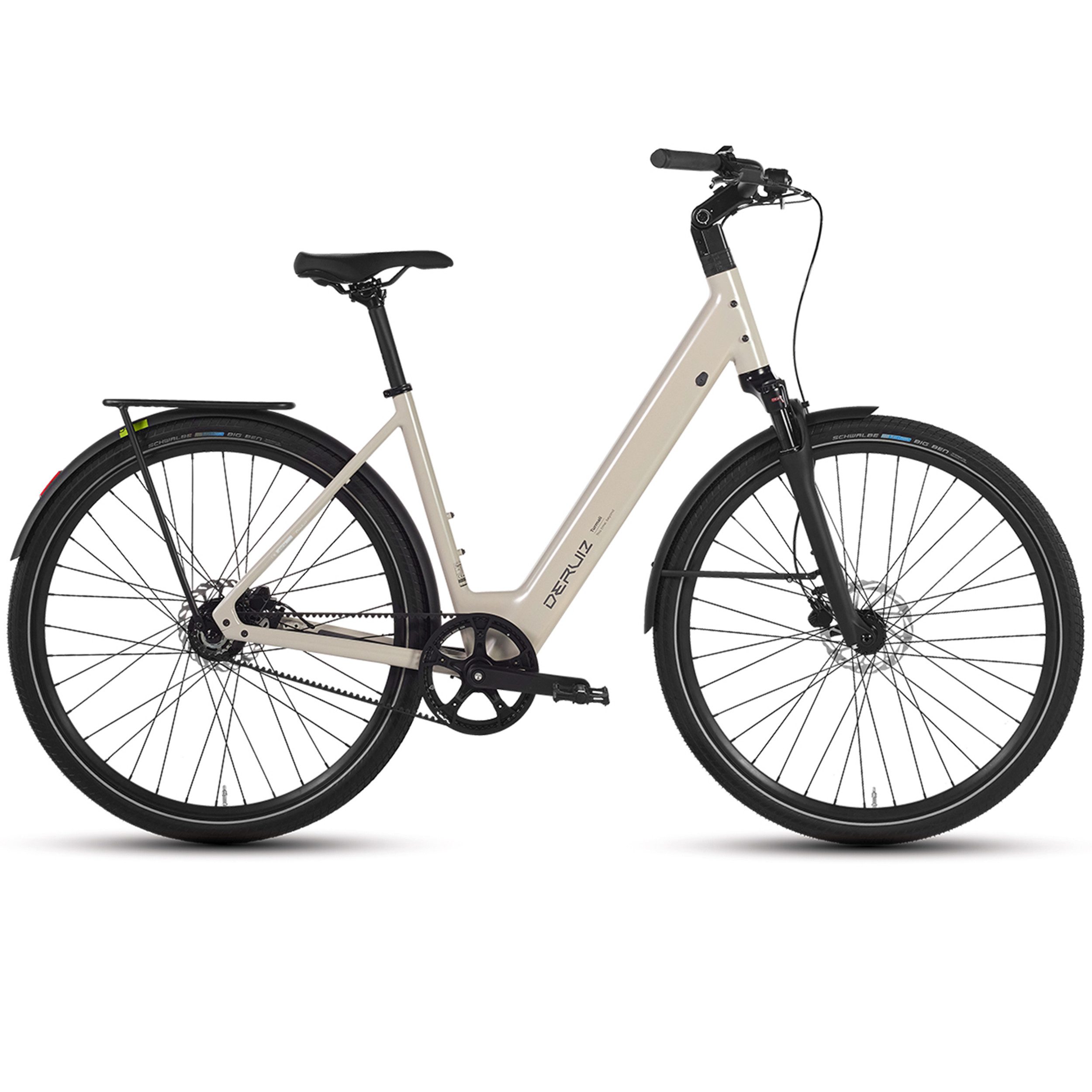 DERUIZ E-Bike Cityrad 28 Zoll, Carbon-Riemenantrieb, 110km, Bluetooth+APP, nur ca. 20kg, Heckmotor, 360 Wh, (Traglast ca. 140kg, Elektrofahrrad für Damen und Herren, Tiefeinsteiger), Kadenz- und Drehmomentsensor, Routenaufzeichnung, Aluminiumrahmen