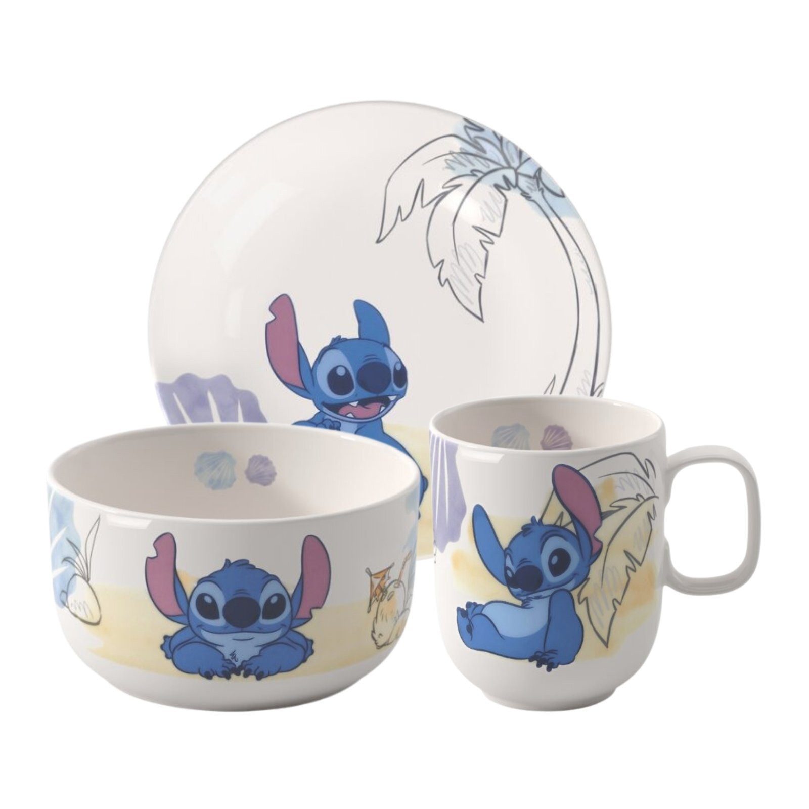 Villeroy & Boch Kindergeschirr-Set Disney Stitch Kindergeschirr-Set 3er Set (3-tlg), 1 Personen, Porzellan