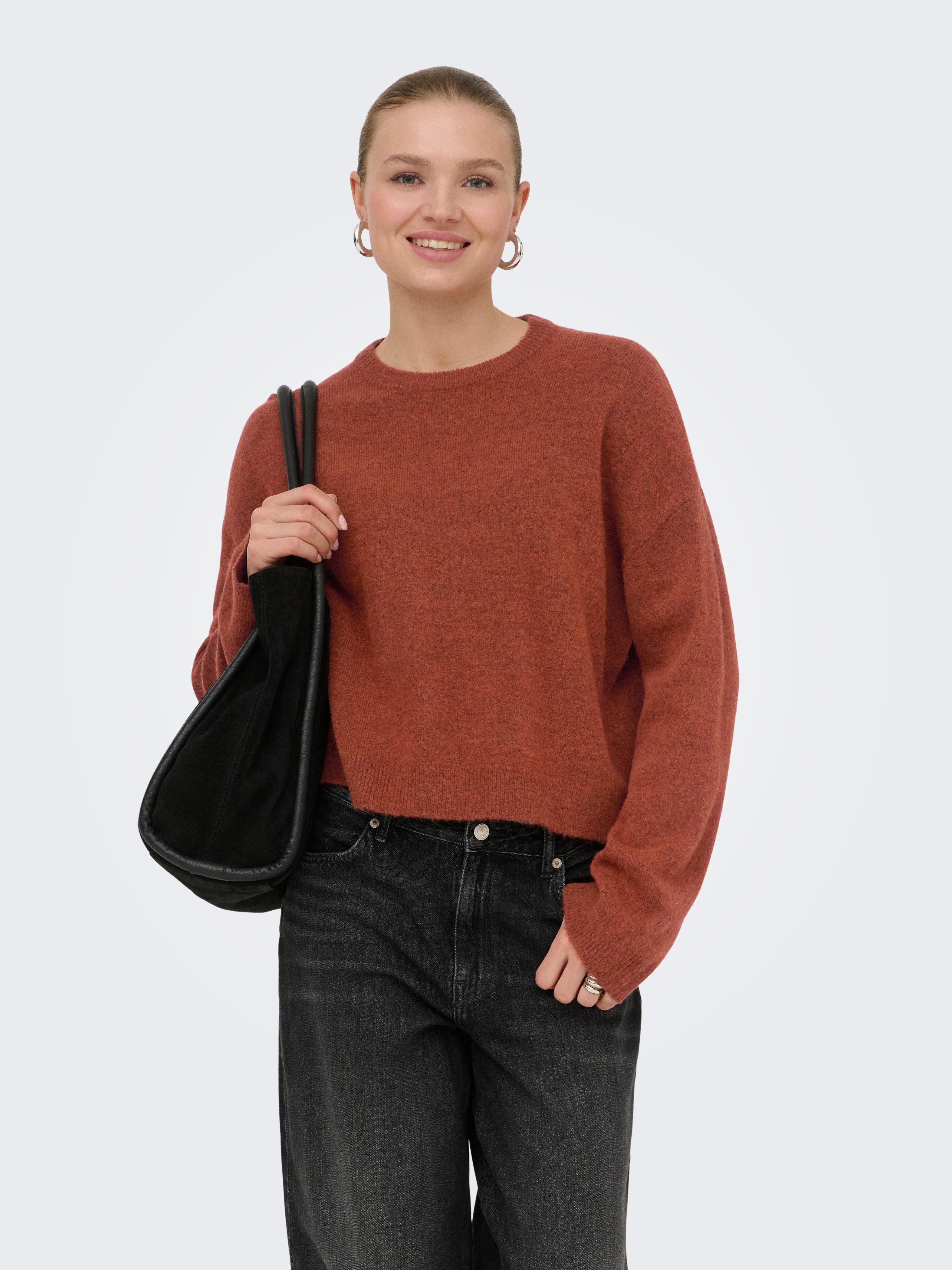 ONLY Rundhalspullover ONLSIMONI L/S O-NECK PULLOVER KNT NOOS Materialmix, regular fit
