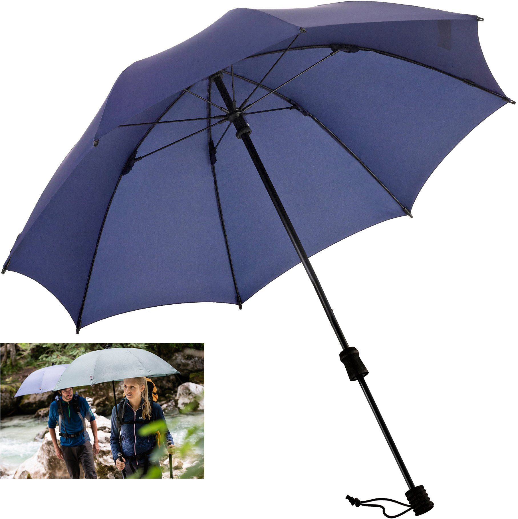 EuroSCHIRM® Stockregenschirm Swing handsfree, marineblau, verlängerbarer günstig online kaufen