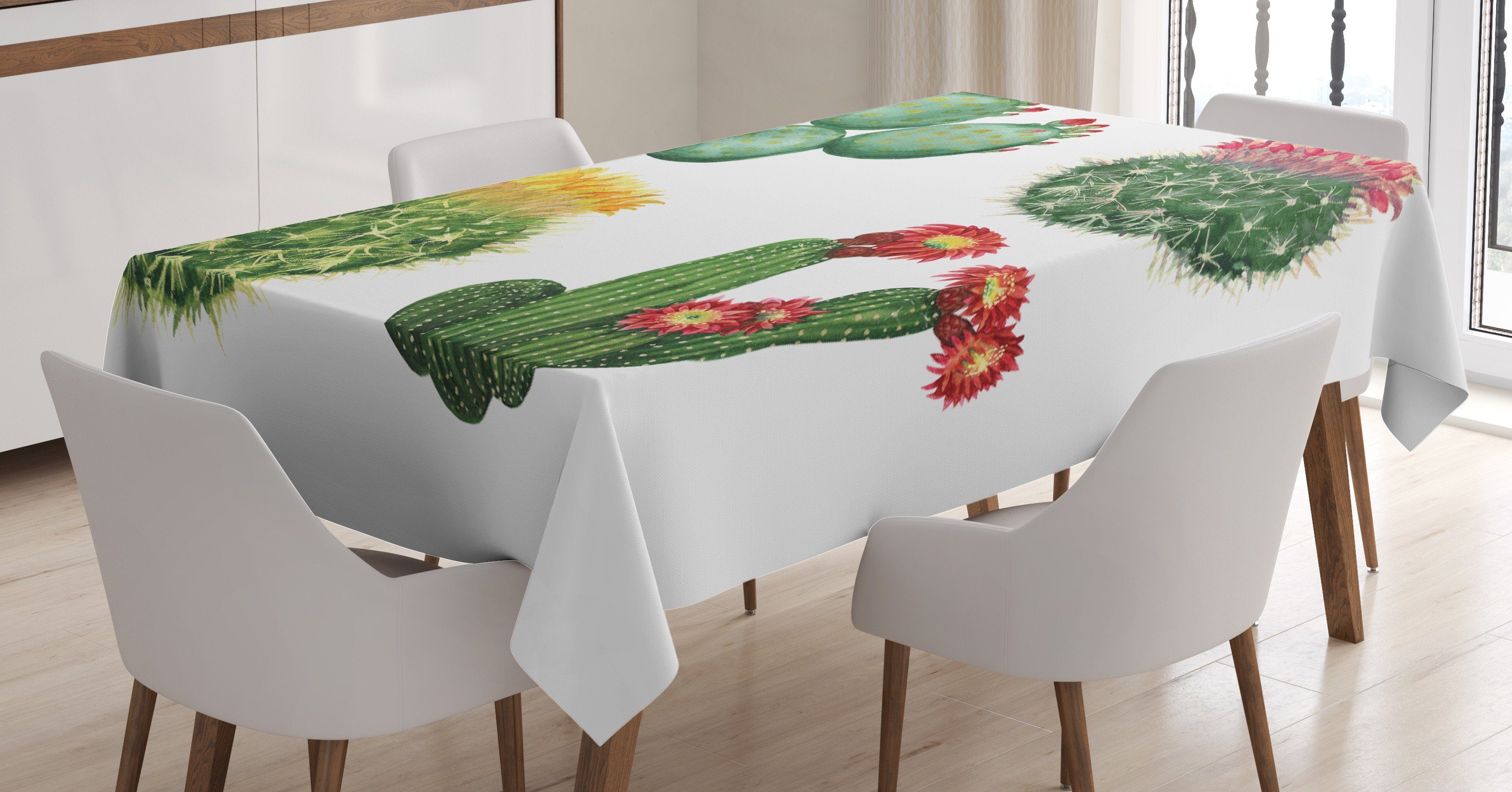 Abakuhaus Tischdecke Farbfest Waschbar Für den Außen Bereich geeignet Klare Farben, Kaktus Aquarell-tropische Kunst | Tischdecken