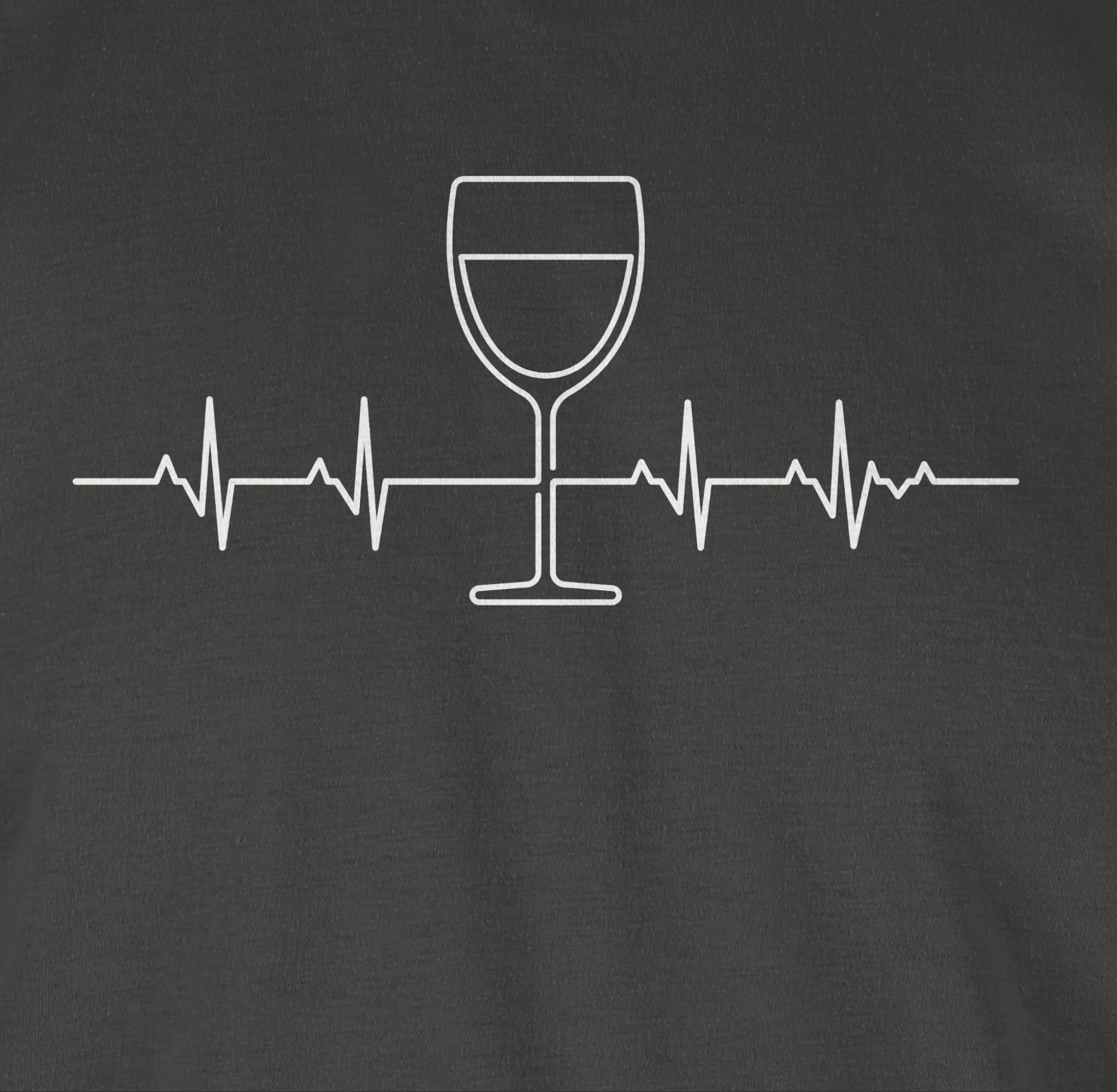 03 Dunkelgrau Weinliebhaber Outfit Herzschlag T-Shirt Shirtracer und Vino Symbol Zeichen Wein