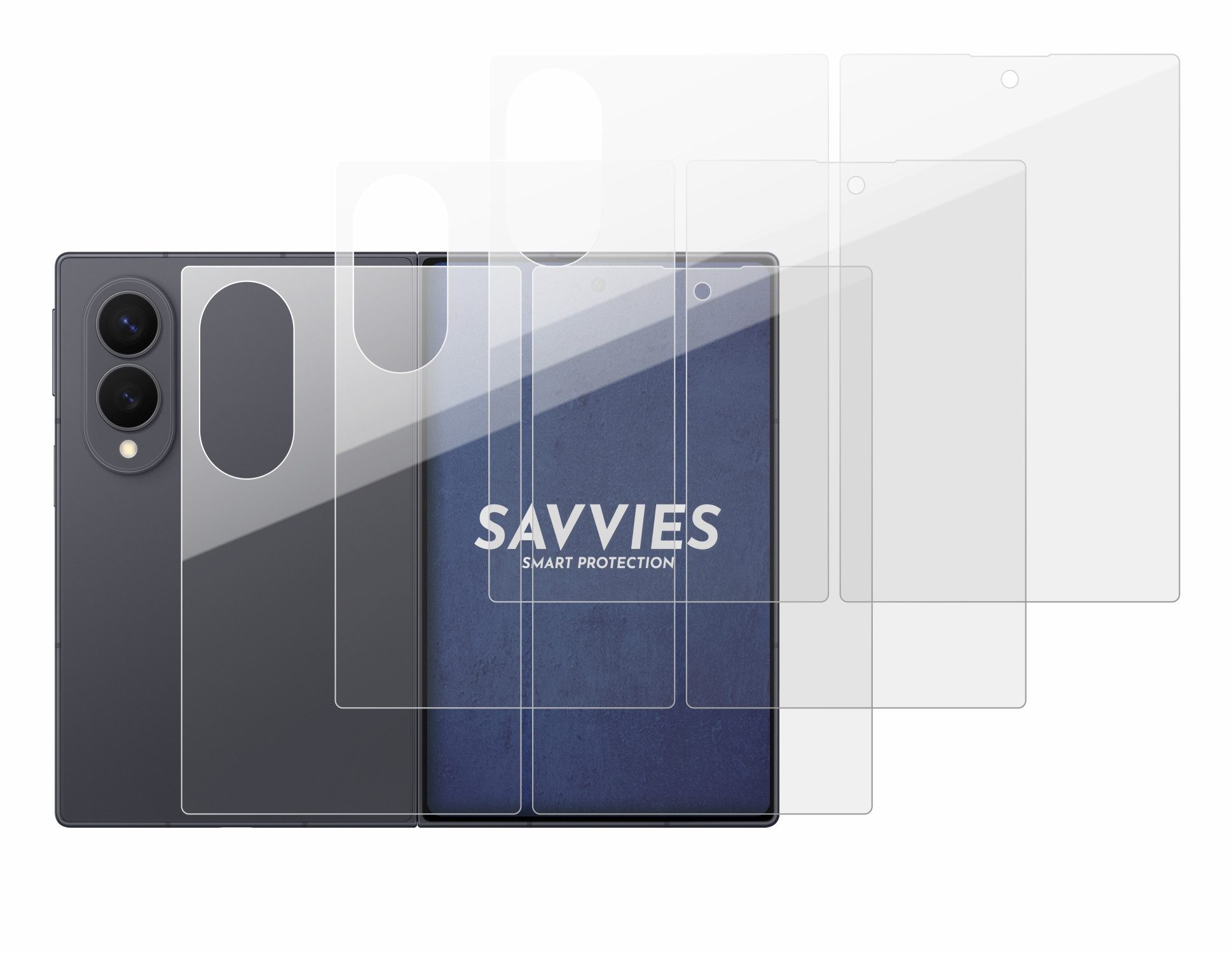 Savvies Displayschutzglas Schutzglas Panzer für Samsung Galaxy Z Fold 8 (Display+Rückseite), 3 Stück, Schutzfolie Display Schutz Glas Folie klar – Bild 2 von 5