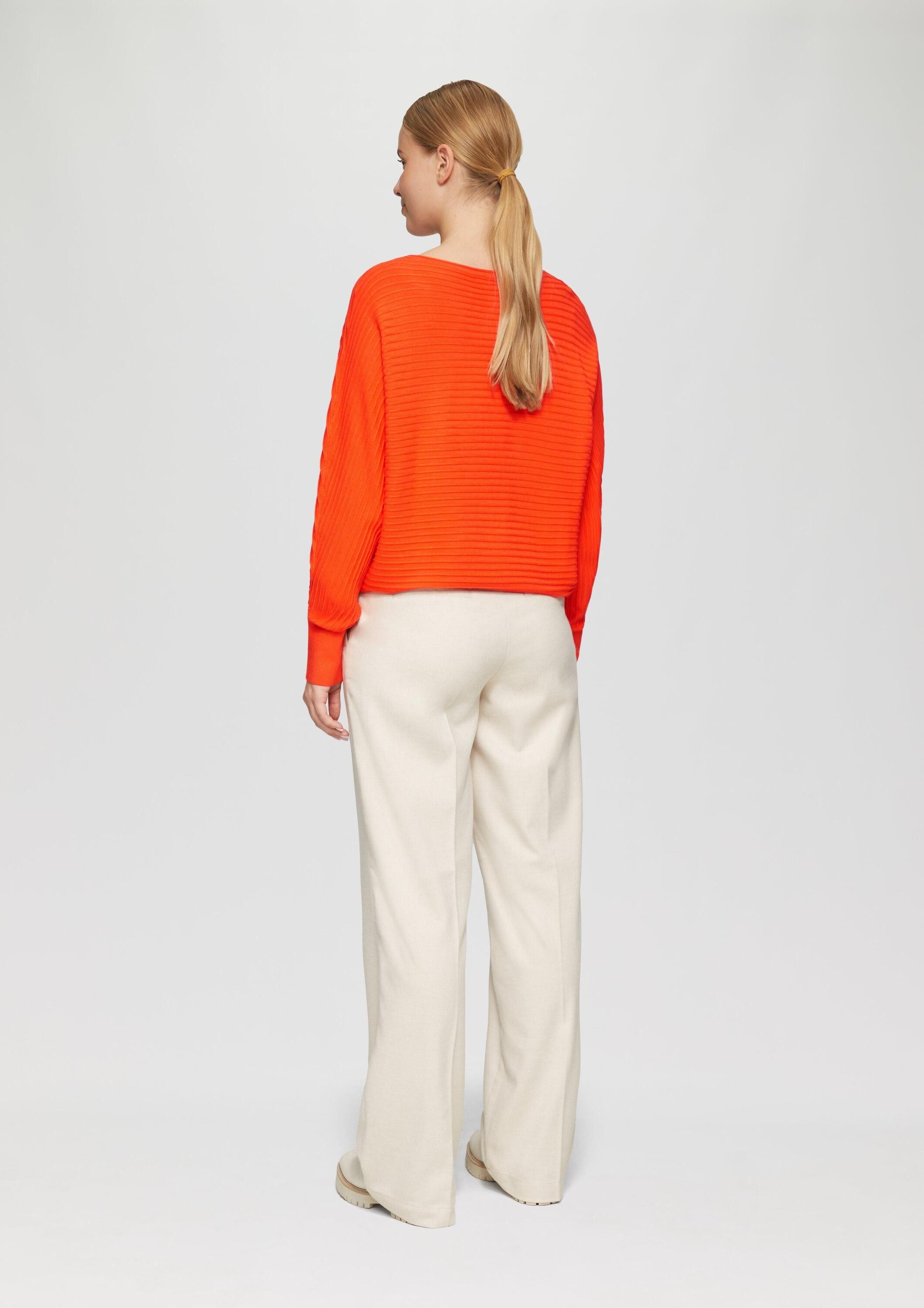 s.Oliver Longpullover Strickpullover Strukturierter Strickpullover mit Fledermausärmeln