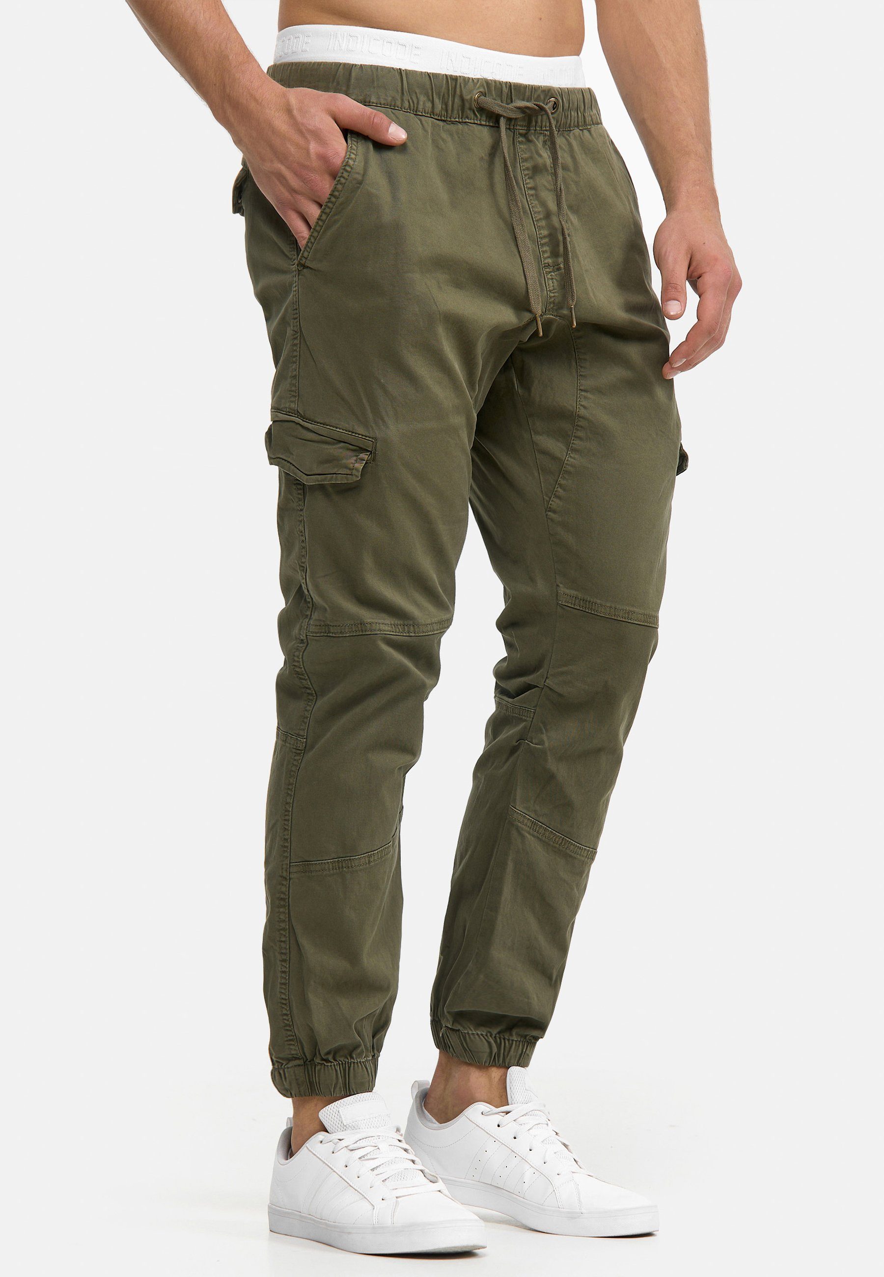 Indicode Cargohose Herren Levy Cargo Hose Herrenhose mit elastischem Bund und Kordelzug