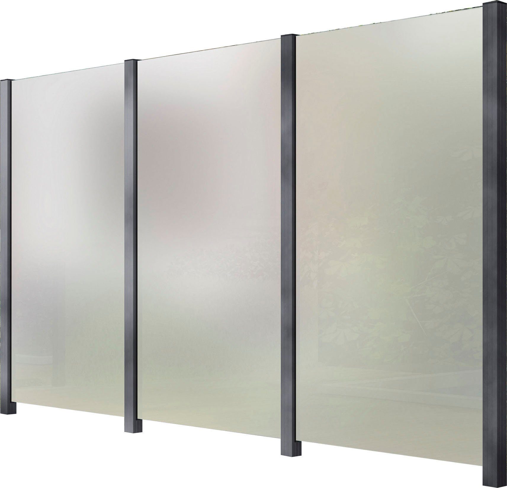 STAKET PRO Zaun, (Set), Glaszaun, Gesamtlänge: 3,36 m, 4 Pfosten