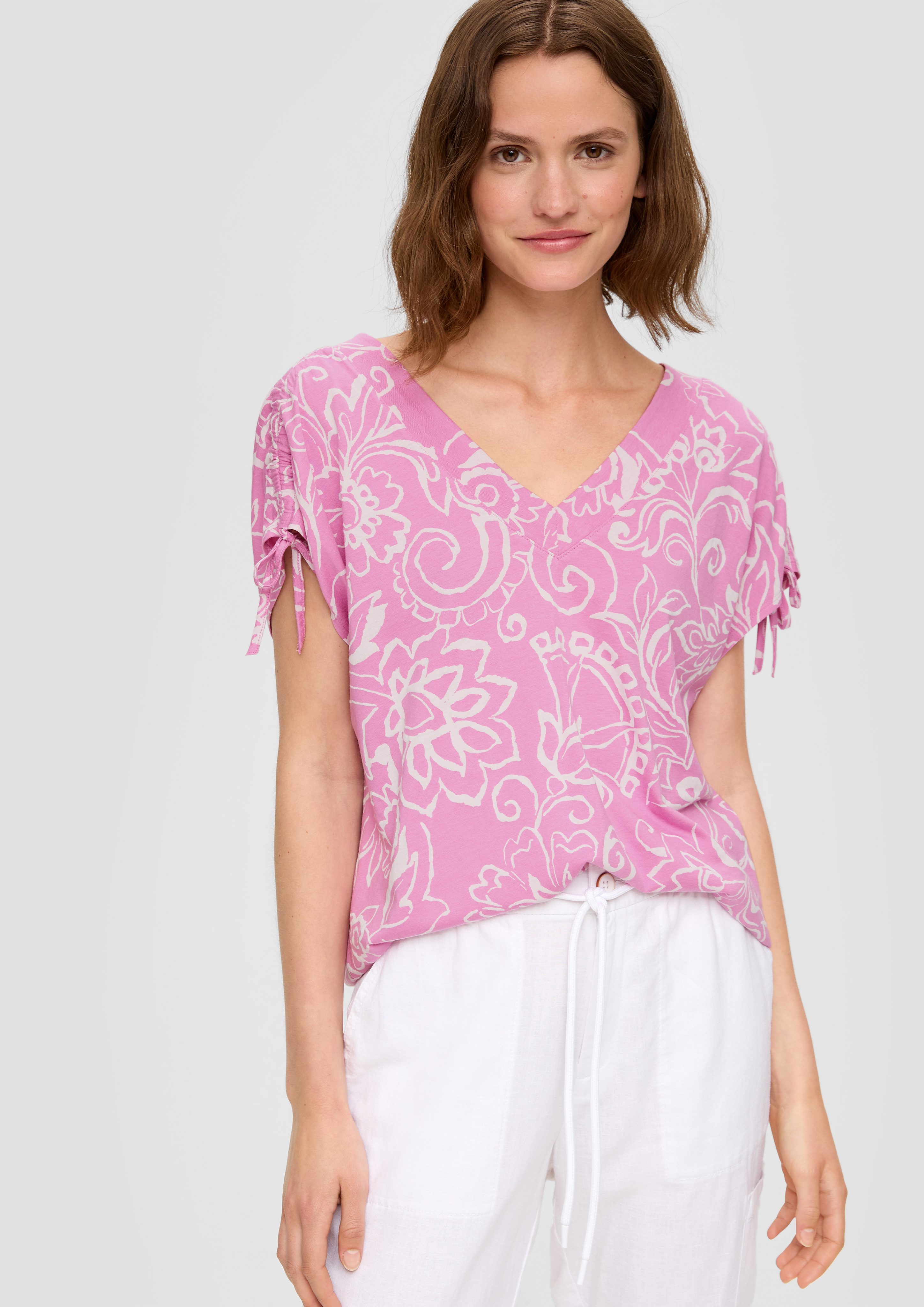 s.Oliver Kurzarmshirt Ärmelloses Shirt mit Bindedetails günstig online kaufen