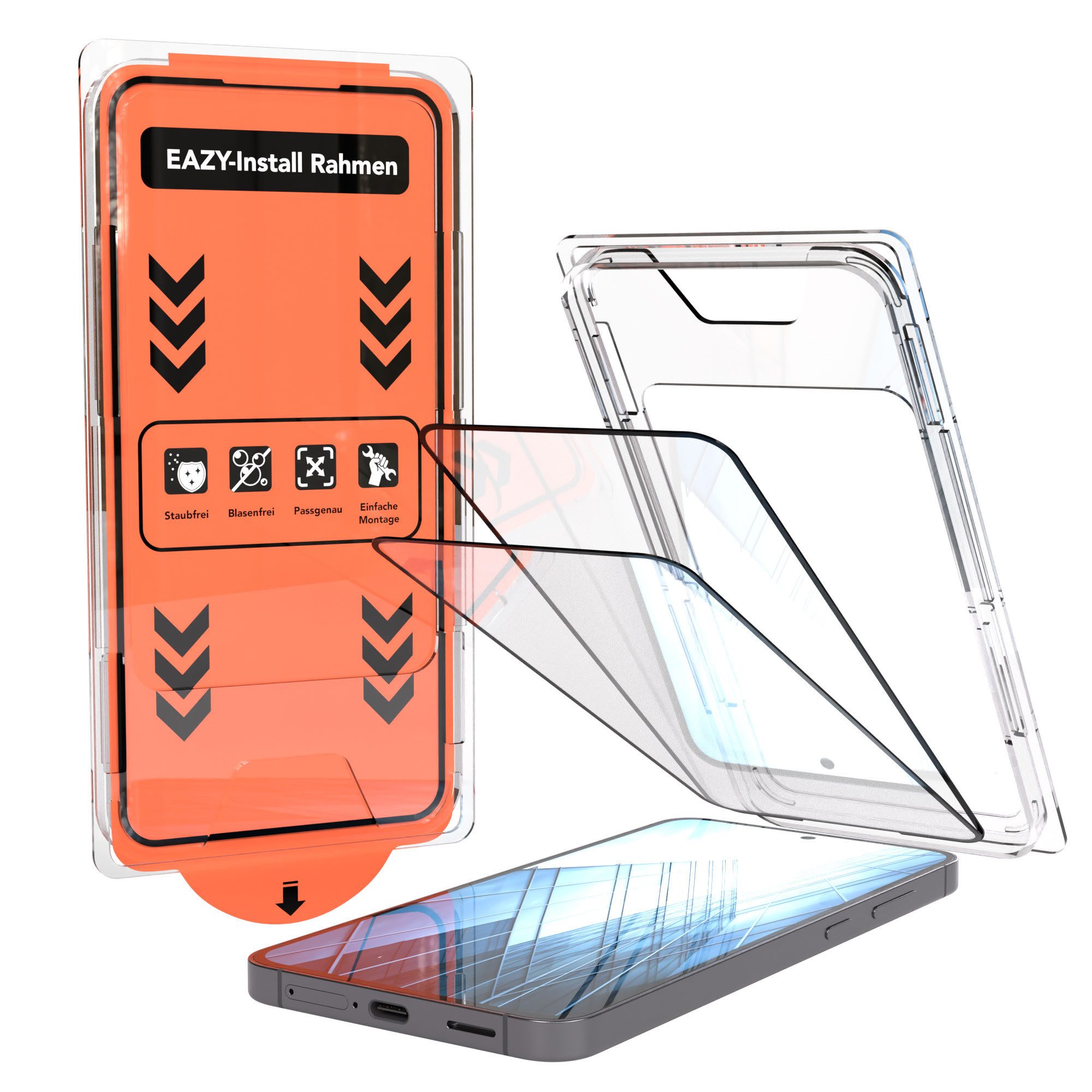 EAZY CASE Displayschutzfolie Displayschutz mit 9H Glas für Samsung Modelle für Samsung Galaxy S25 FE, 2er Set, Samsung Galaxy S25 FE, 2er Set Displayfolie Klar, Hartglas 0,7mm