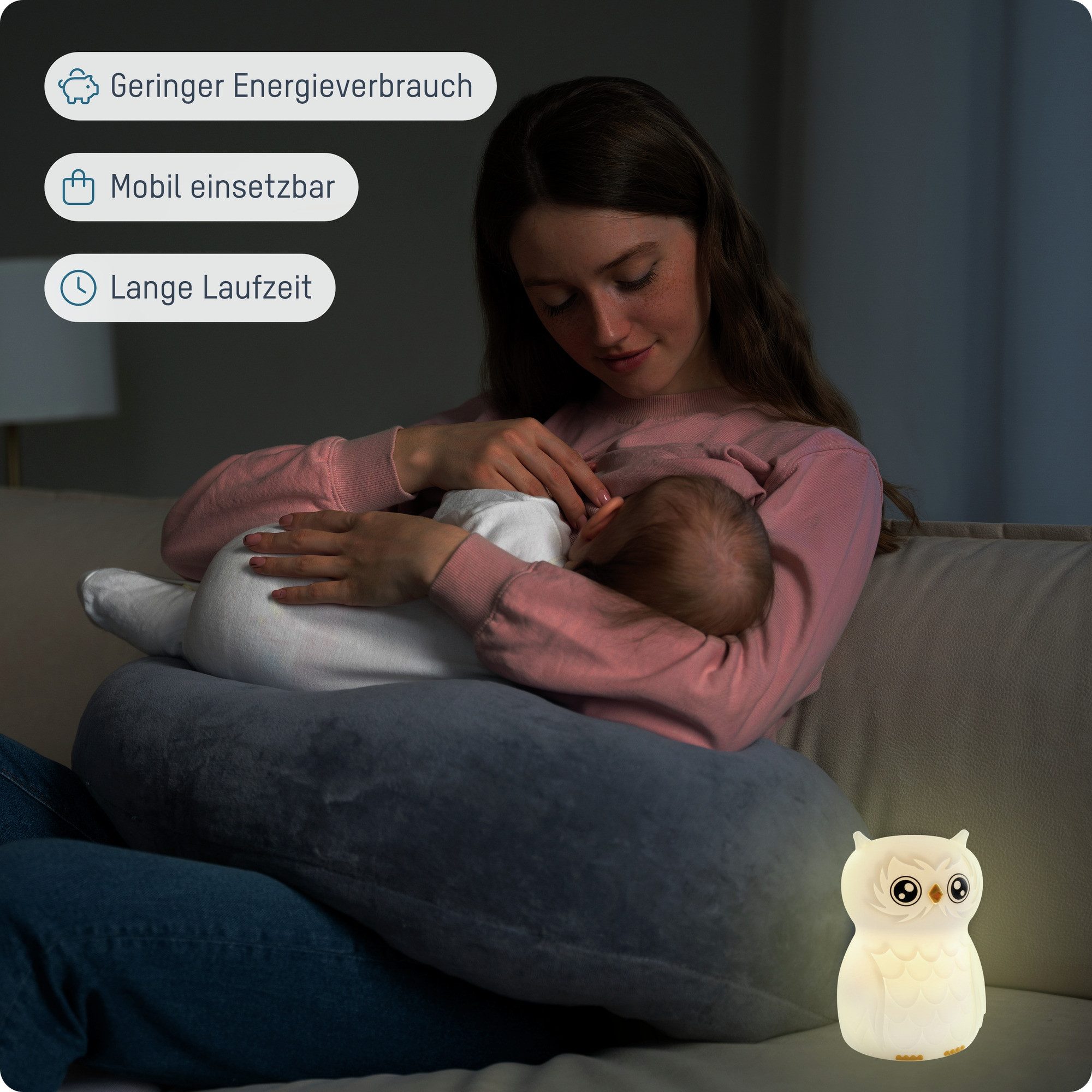 ANSMANN AG LED Nachtlicht Nachtlicht Kinder Silikon aufladbar dimmbar Farbwechsel Eule – Bild 5 von 5