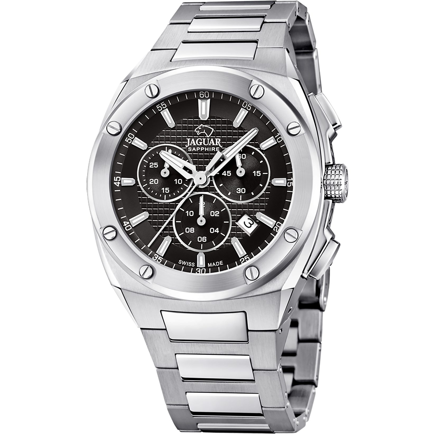 Jaguar Chronograph Executive J805/D, Quarzuhr, Armbanduhr, Herrenuhr, Swiss Made, Edelstahlarmband, analog