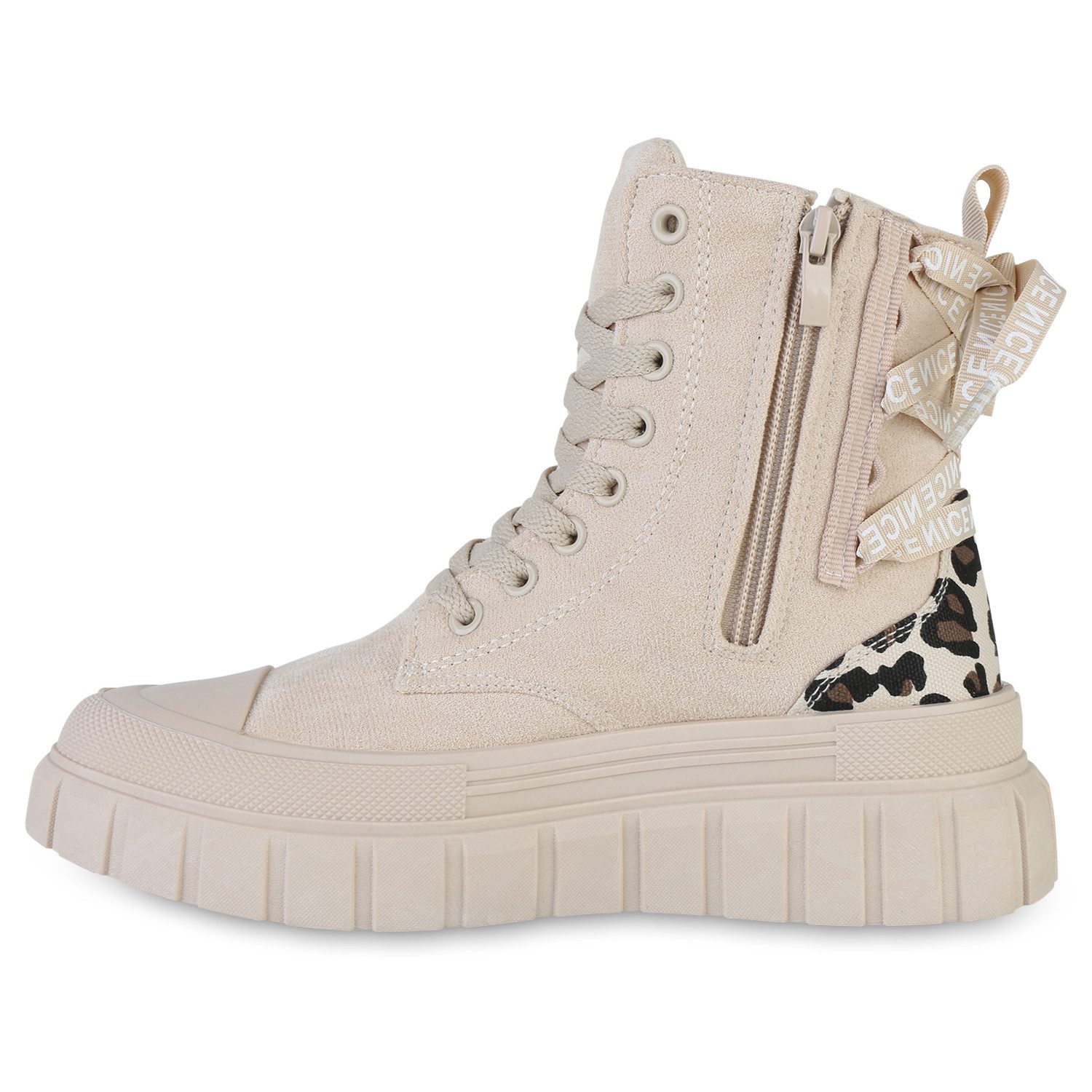 VAN HILL 841579 Sneaker Damen Sneaker High Schnürer Prints Profil-Sohle Fre günstig online kaufen