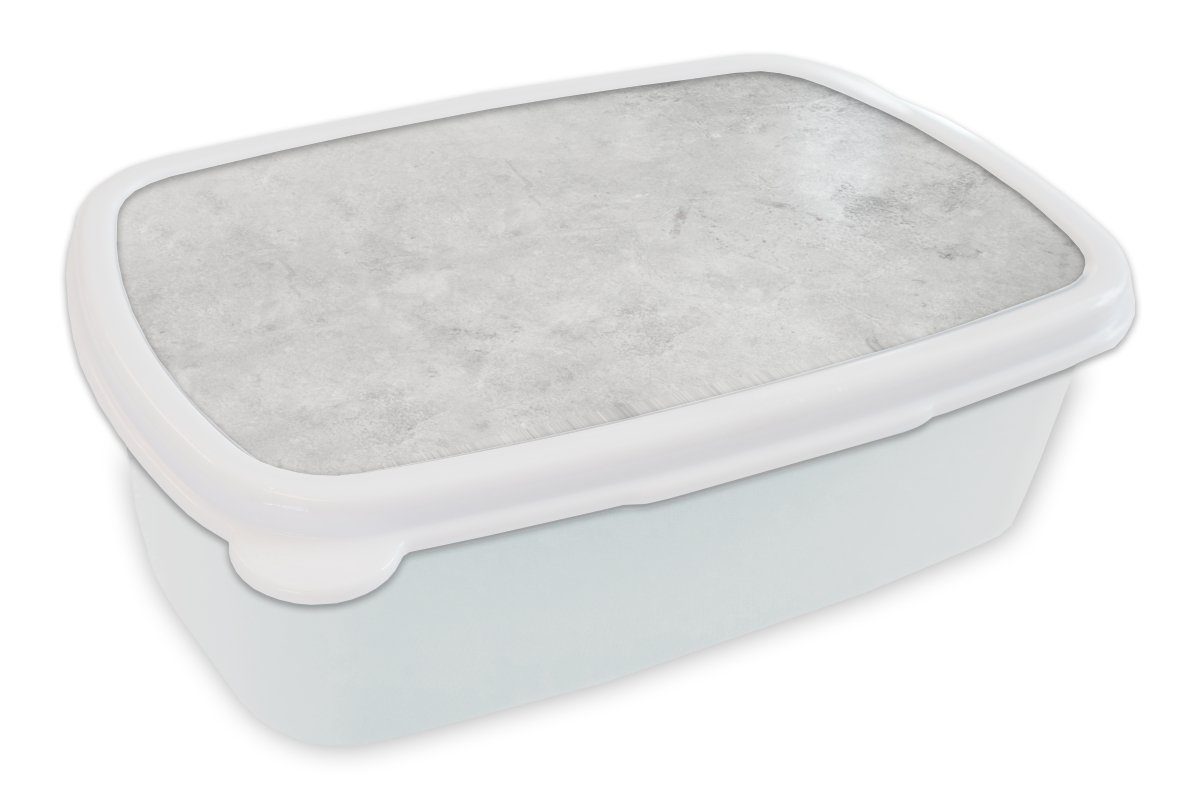 MuchoWow Lunchbox Marmor - Textur - Grau - Marmoroptik, Kunststoff, (2-tlg), Brotbox für Kinder und Erwachsene, Brotdose, für Jungs und Mädchen weiß