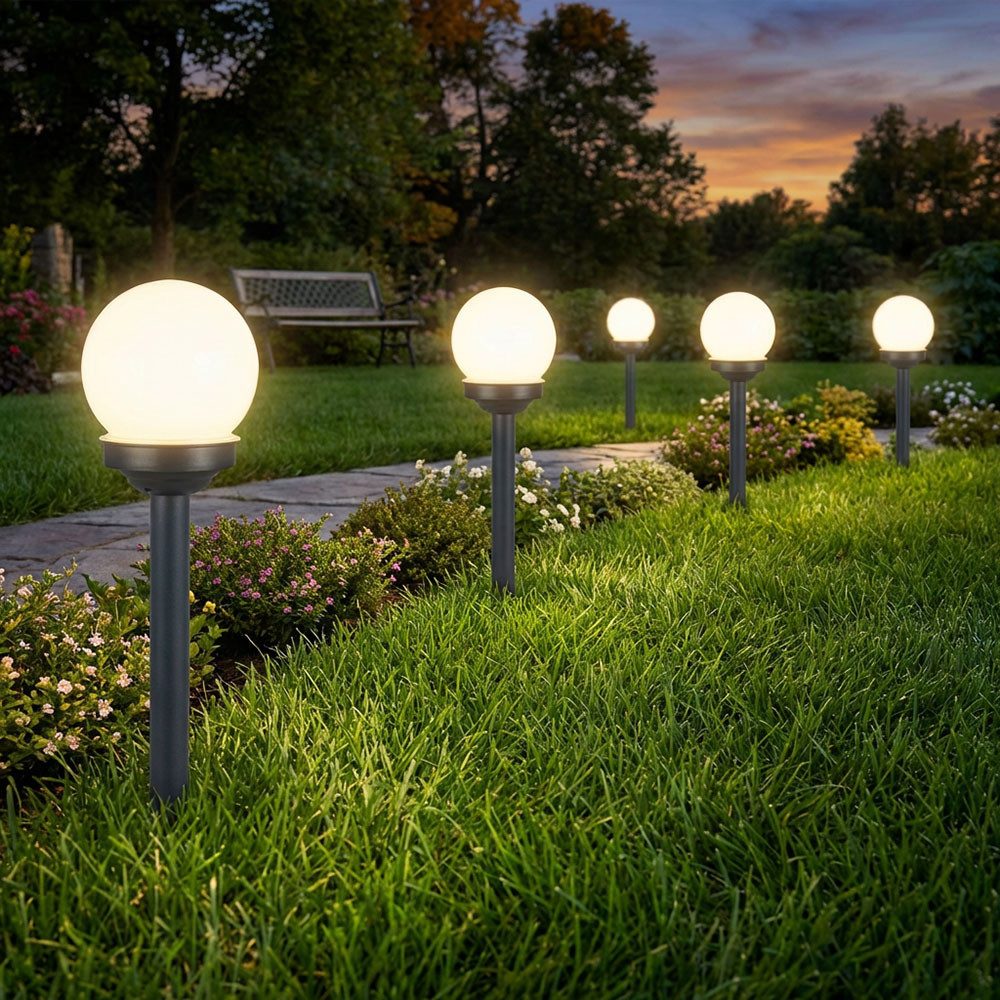 etc-shop LED Solarleuchte, LED-Leuchtmittel fest verbaut, Kugelleuchte Solar 10 cm Solarleuchte Kugel Garten LED Gartendeko