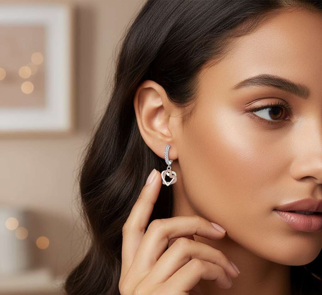 Taffstyle Paar Creolen Herz Creolen 925 Silber Damen Kristall Ohrringe mit günstig online kaufen