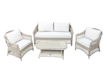 Green Spirit Gartenlounge-Set Aluminium Gartenmöbel Lounge Lisboa, (Set, 4-tlg), Gartenmöbel Set inkl. Zweisitzer Gartensofa, zwei Sessel und Tisch