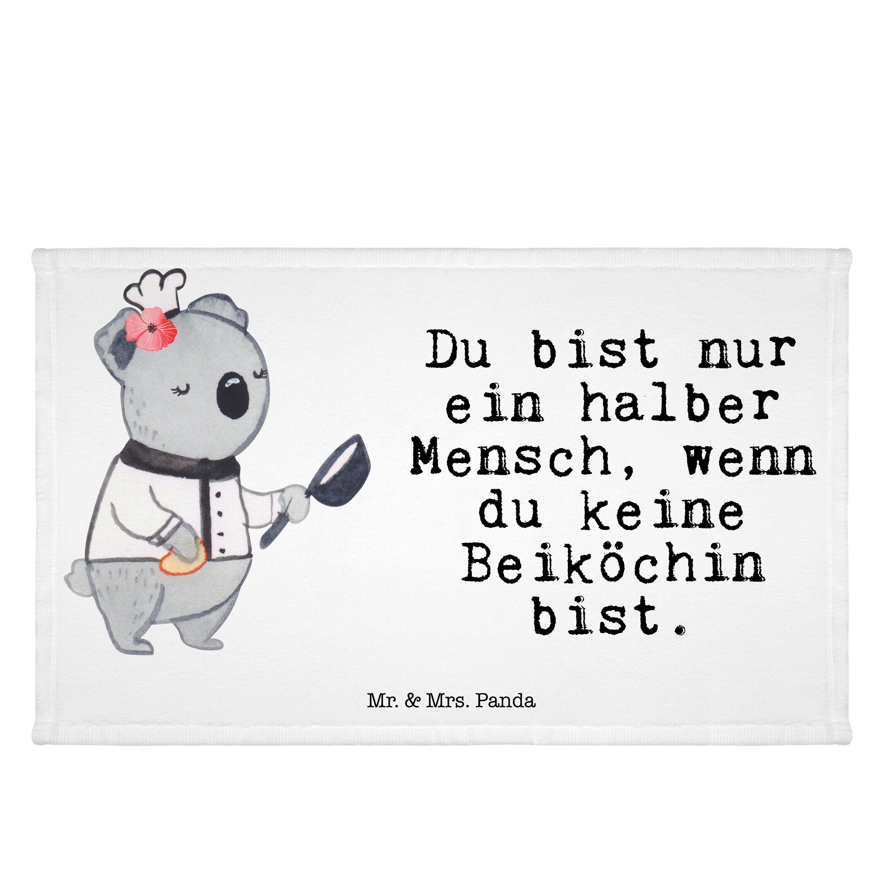Mr. & Mrs. Panda Handtuch Beiköchin mit Herz - Weiß - Geschenk, Restaurant, Jubiläum, Sport Han, (1-St)