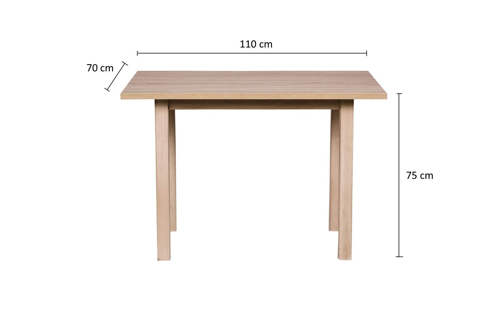 kundler home Esstisch 'Der Premiumdekor Eiche Moderne', 4-Fuß-Tisch, 110x70 cm