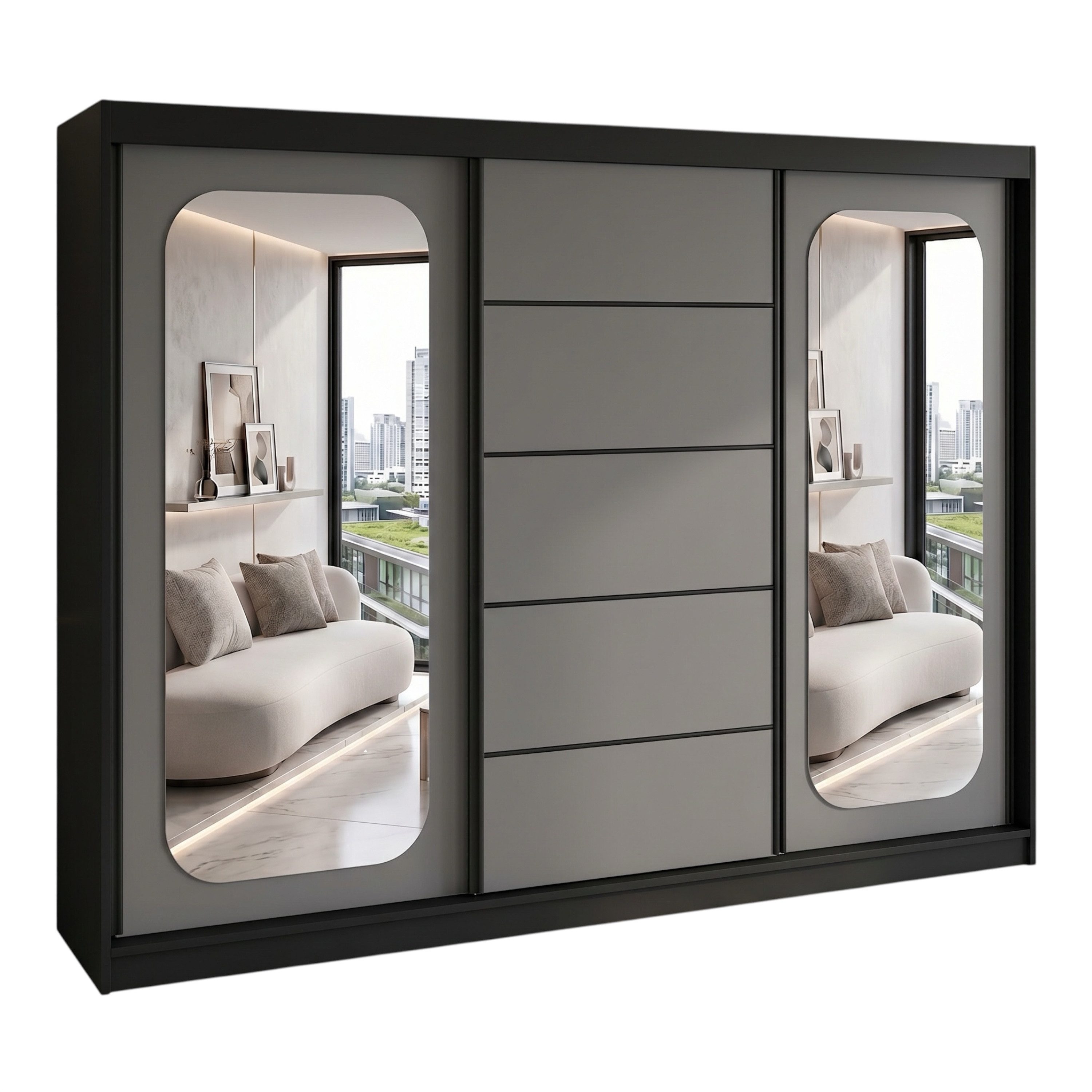 A&J MöbelLand GmbH Schiebetürenschrank BELANO – Moderner Kleiderschrank mit Schiebetüren (Die perfekte Kombination aus modernem Design, hoher Funktionalität und großzügigem Stauraum für Kleidung, Bettwäsche und Accessoires, erhältlich in verschiedenen Far
